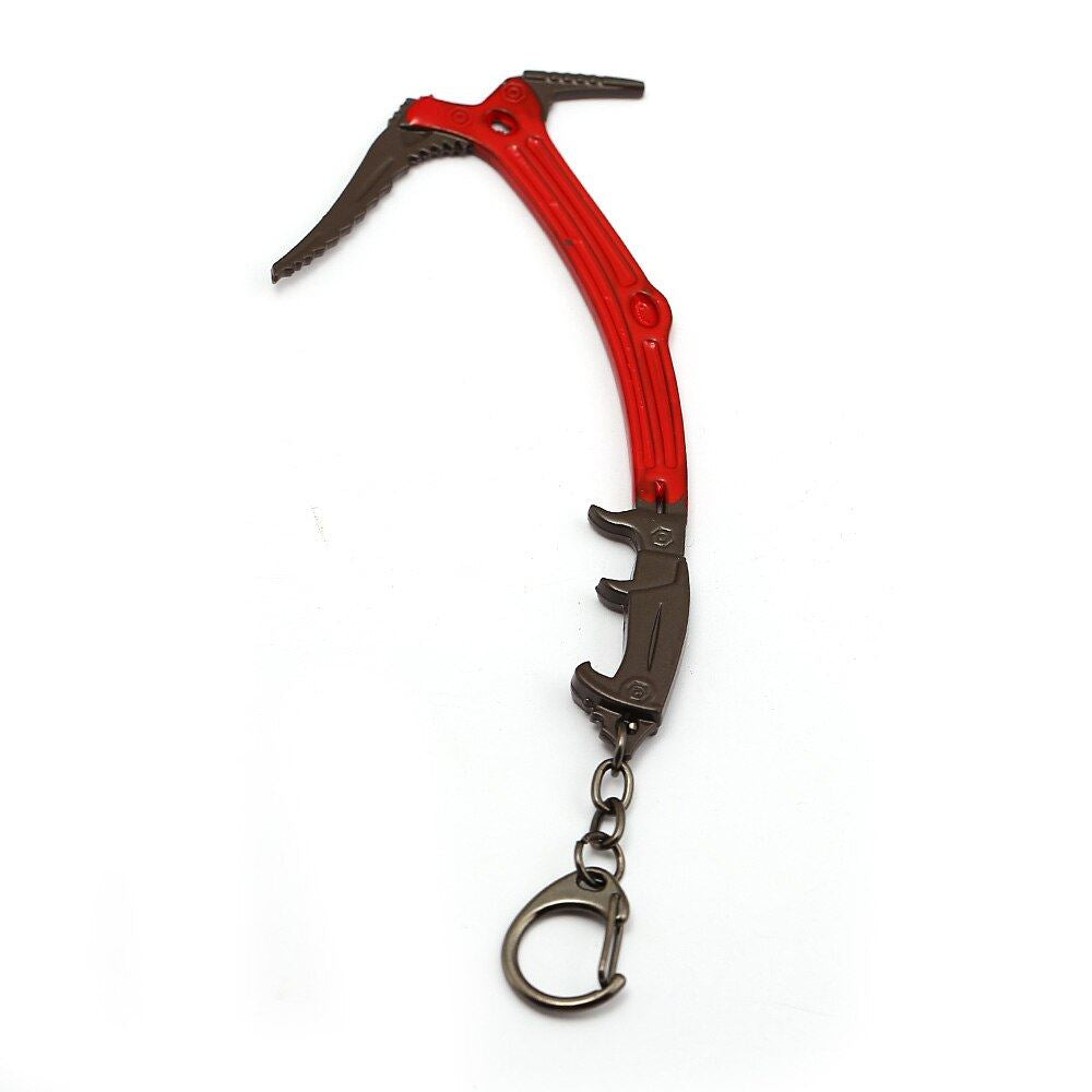 Laura Pickaxe Ice Axe Keychain Movie Game Jewelry Tomb Raider Red Pendnats Chave