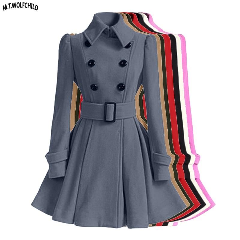 Fashion 2020 Women Autumn Winter Clothing Coats Long Slim Skirt Coats With Belt