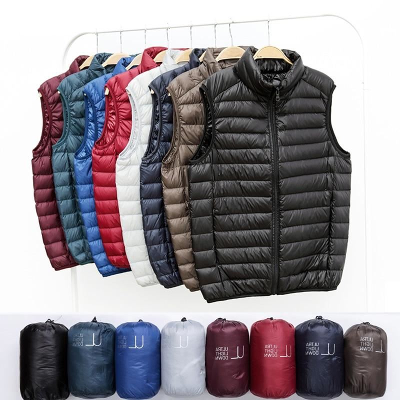 Winter Men Duck Down Vest Coat Ultralight Sleeveless Puffer Vest Jacket Fashion