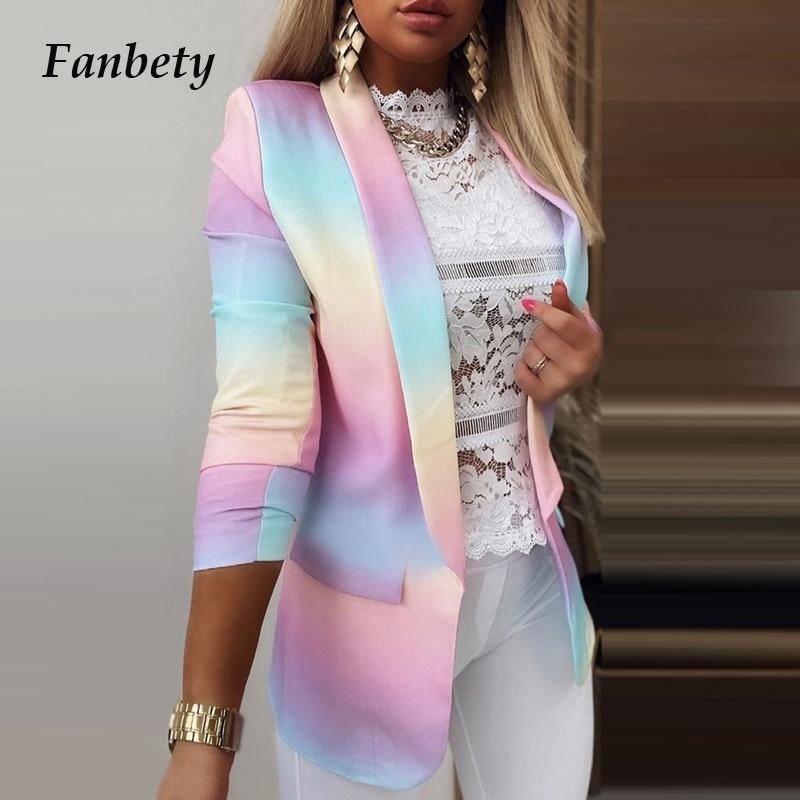 New Design 2021 Colorful Printed Notched Collar Cardigan Autumn Spring Women Ele