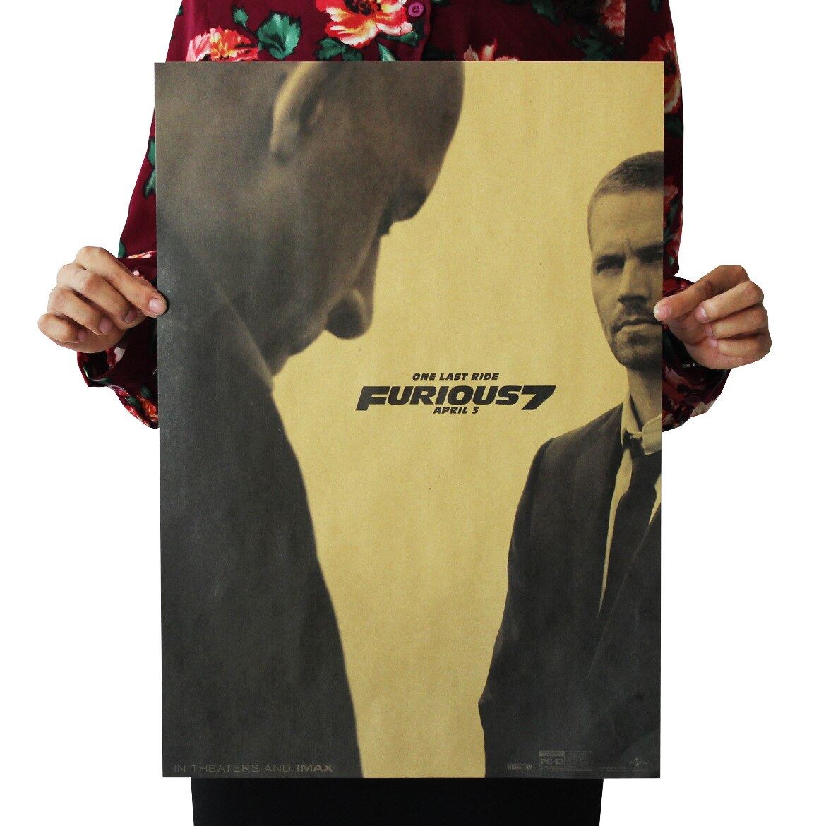 Movie Fast and Furious 7 Kraft Paper Poster Home Wall Decoration Painting 50.5x3