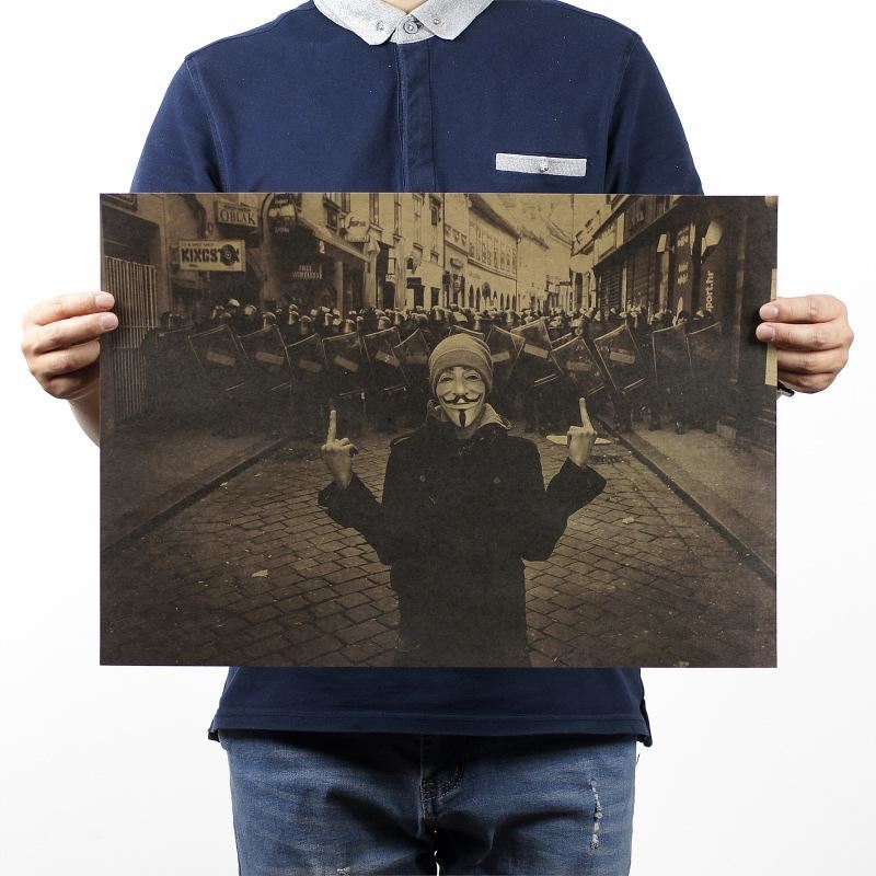 Movie V word vendetta poster retro kraft paper wall sticker home decoration pain