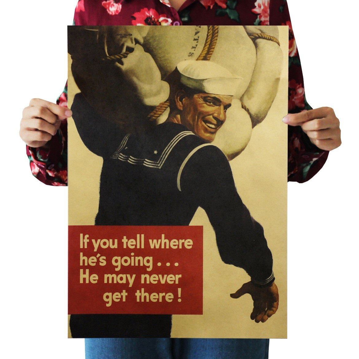 World War II American Navy Kraft Paper Poster Home Wall Room Decoration Painting