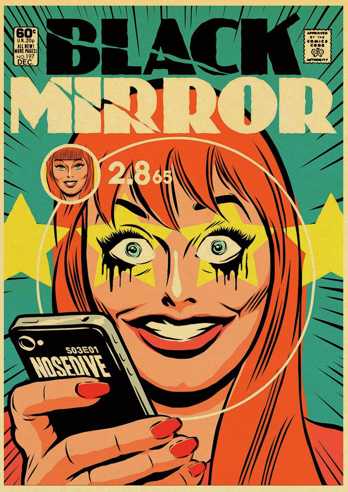 BBC Playlet Black Mirror Creative Retro Poster Craft Paper Home Room Decor Art Print 12x16