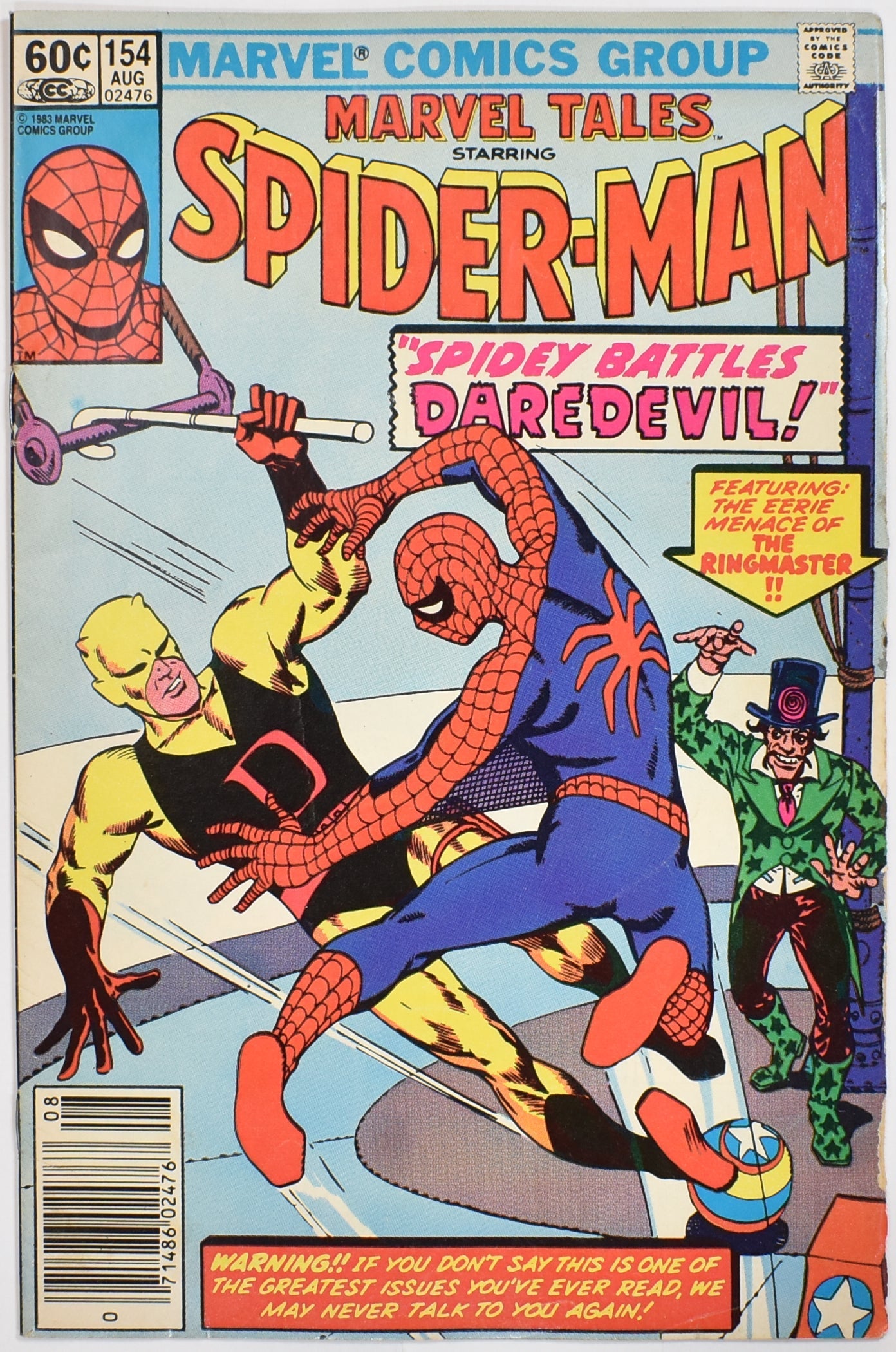 Marvel Tales Spider Man 154 Comic book Spider Battles Dare Devil