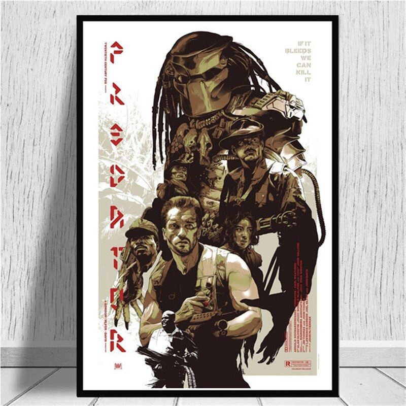 Monster Movie Hot Arnold Schwarzenegger The Predator Art Poster and Print 12x16