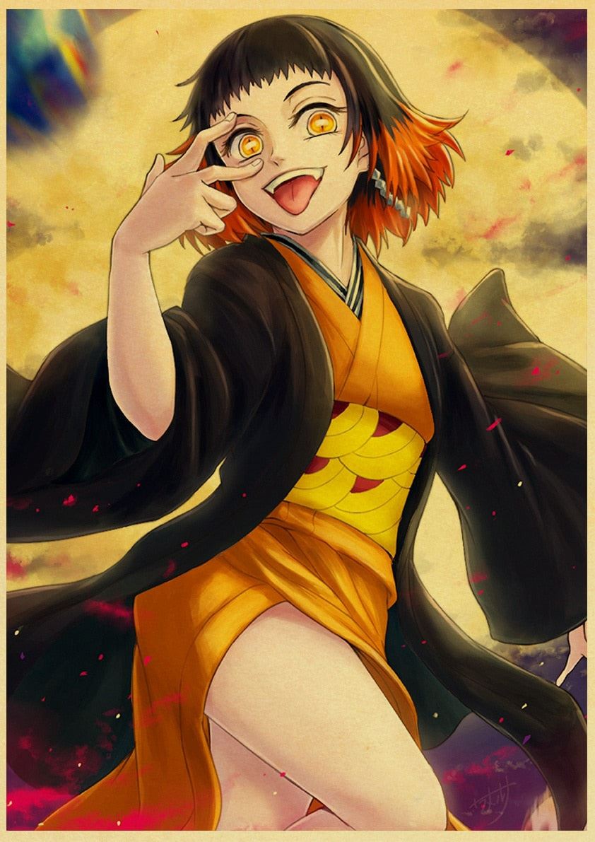Vintage Demon Slayer Kimetsu no Yaiba Posters Home Decor Wall Stickers Retro 12x16