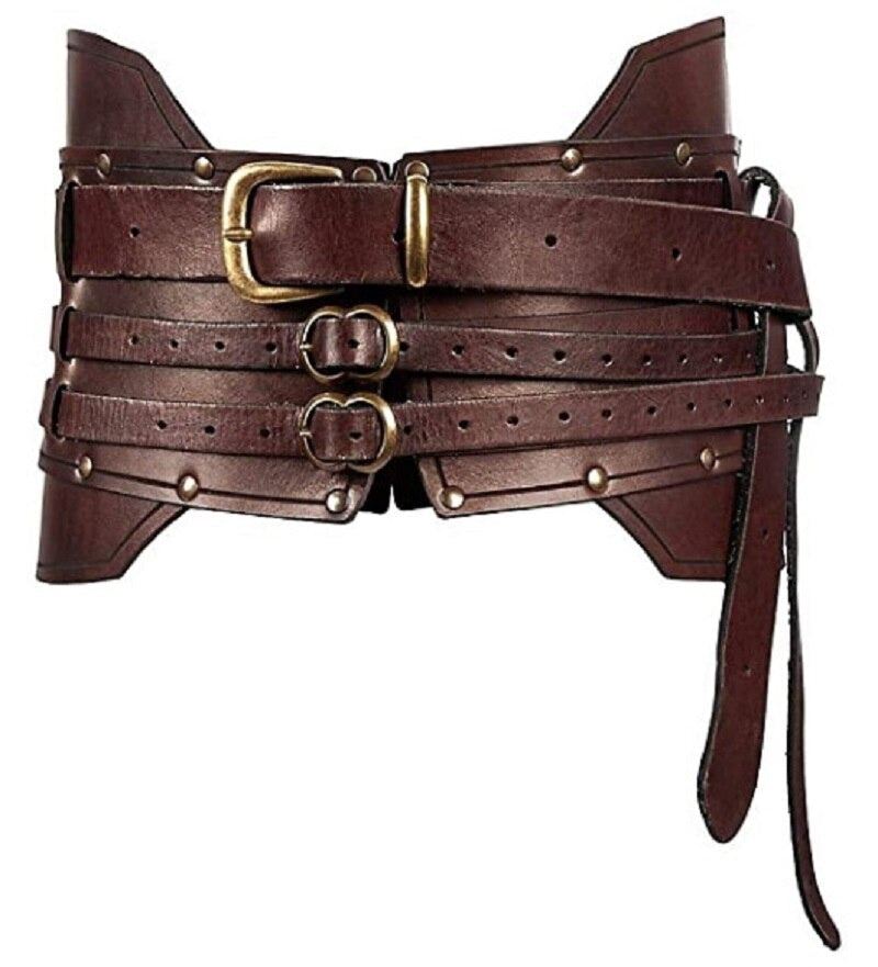 Steampunk Women Vintage Wide Belt Men Knight Armors Medieval Viking Pirate Costu