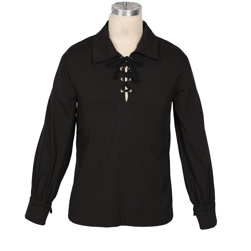 Medieval Renaissance Grooms Pirate tunic top Larp Costume lace up Shirt Middle A