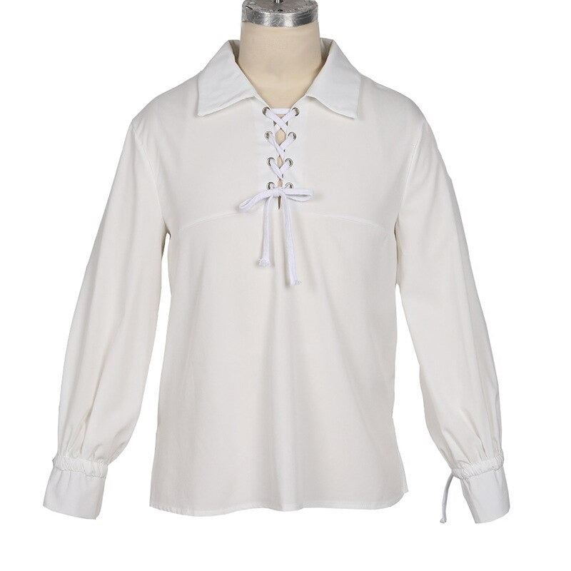 Medieval Renaissance Grooms Pirate tunic top Larp Costume lace up Shirt Middle A