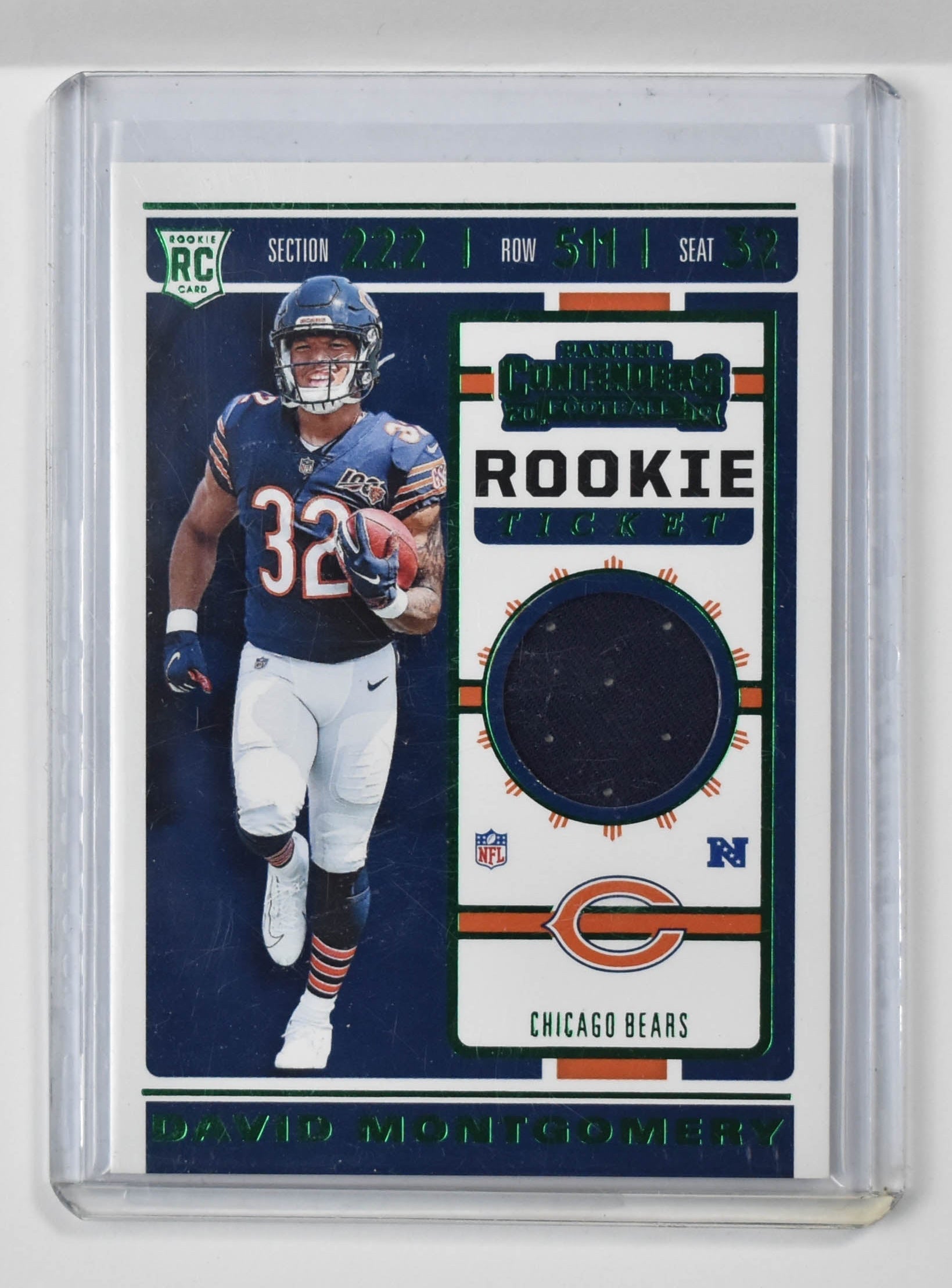 David Montgomery Rookie Card Panini Contenders Chicago Bears