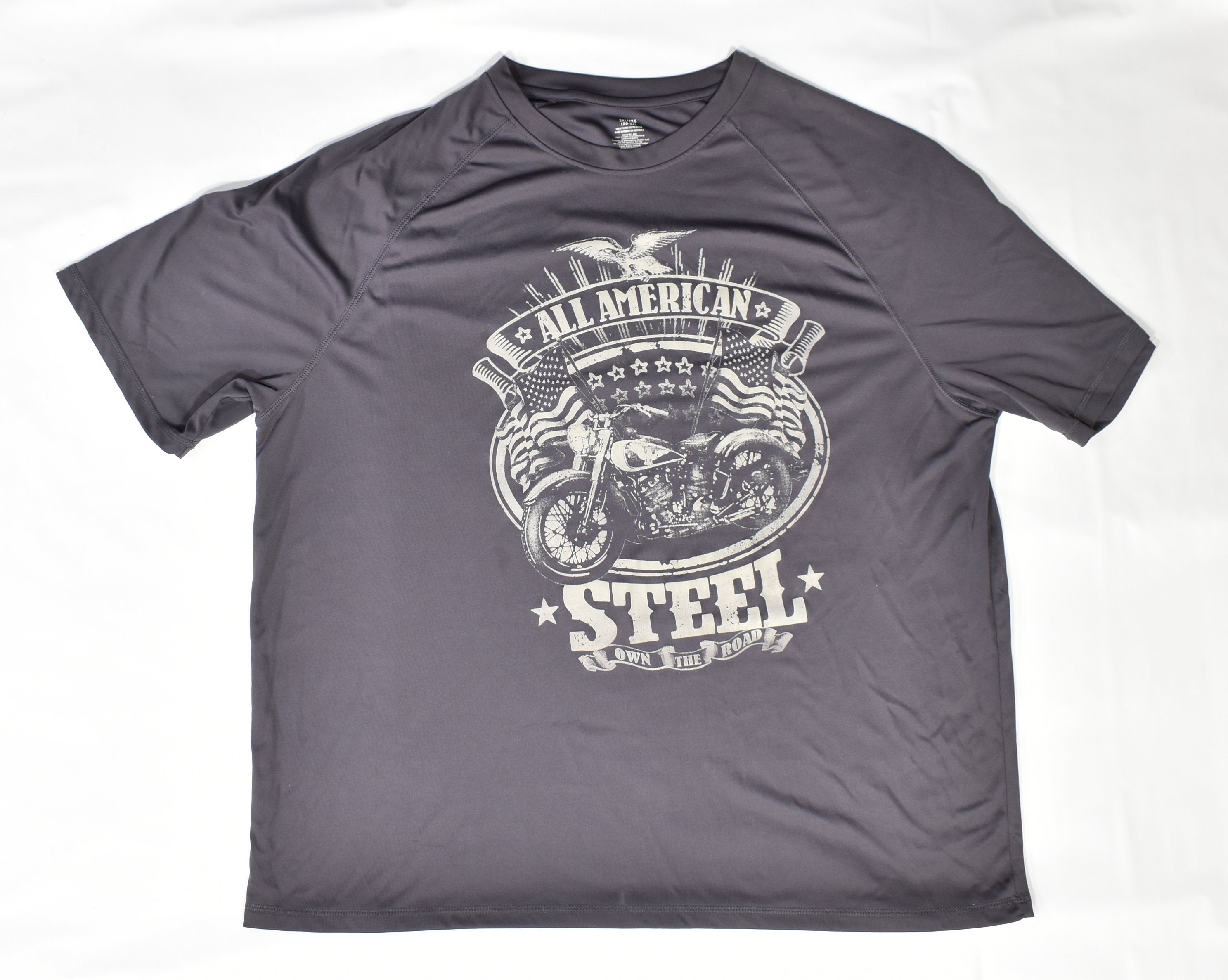 All American Mens Grey Motor Cycle T shirt XL Used