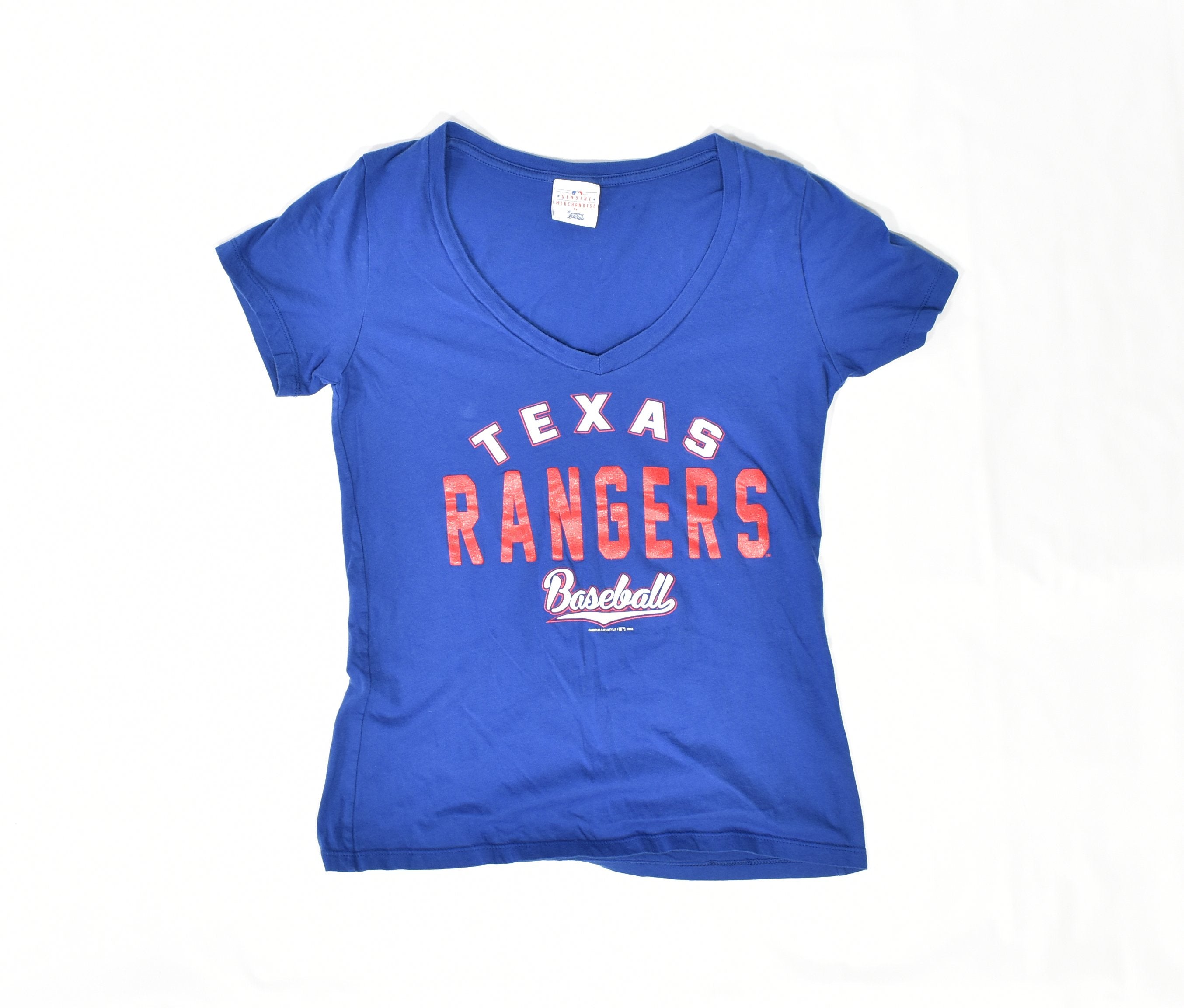 Texas Rangers baseball MLB baseball T-shirt blue 2016 female large used