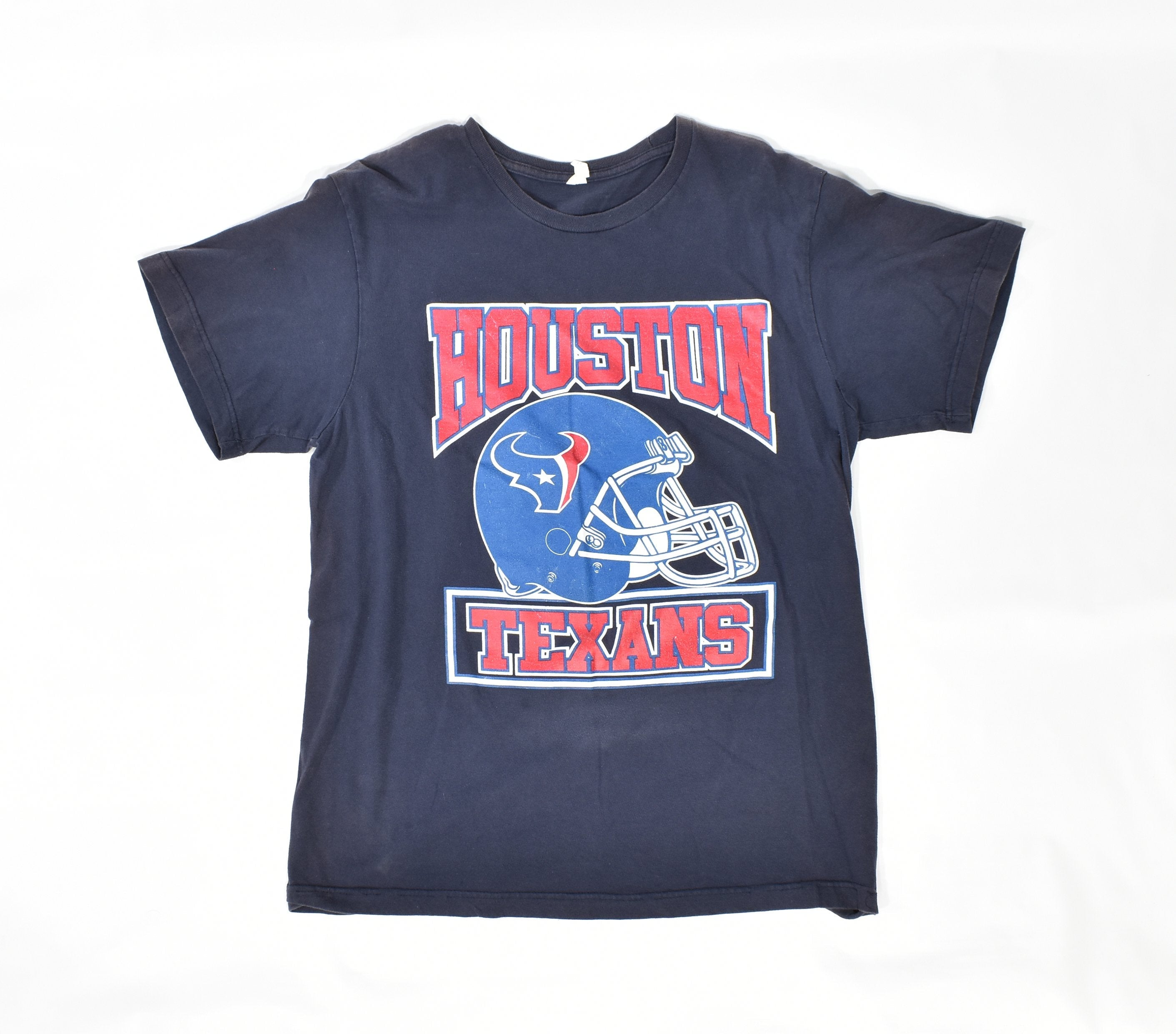 Houston Texans Vintage Football t shirt L SUN DAMAGED SHOULDERS USED