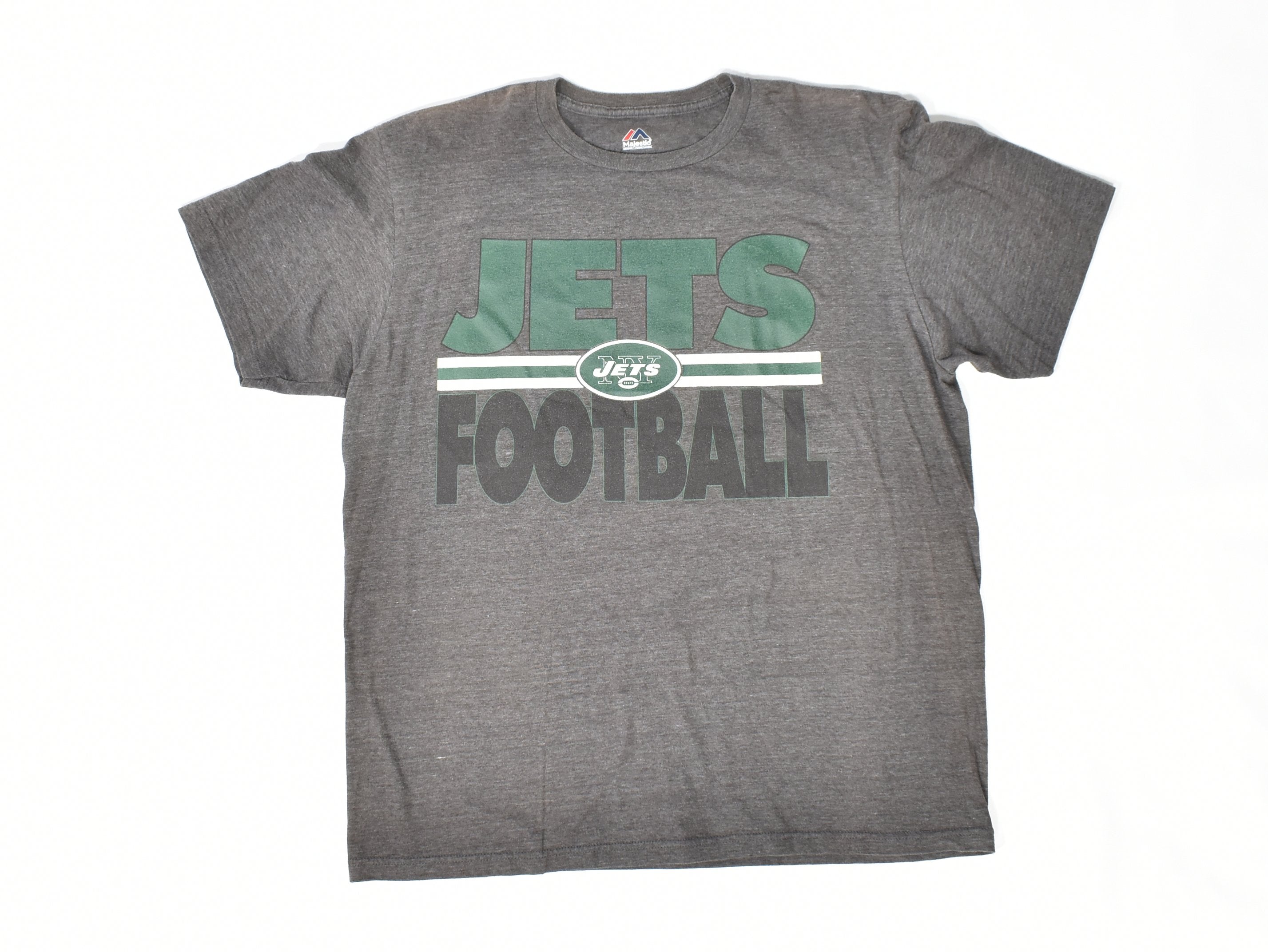 New York Jets NFL Football T shirt mens Large triple Peak Dark Grey Used