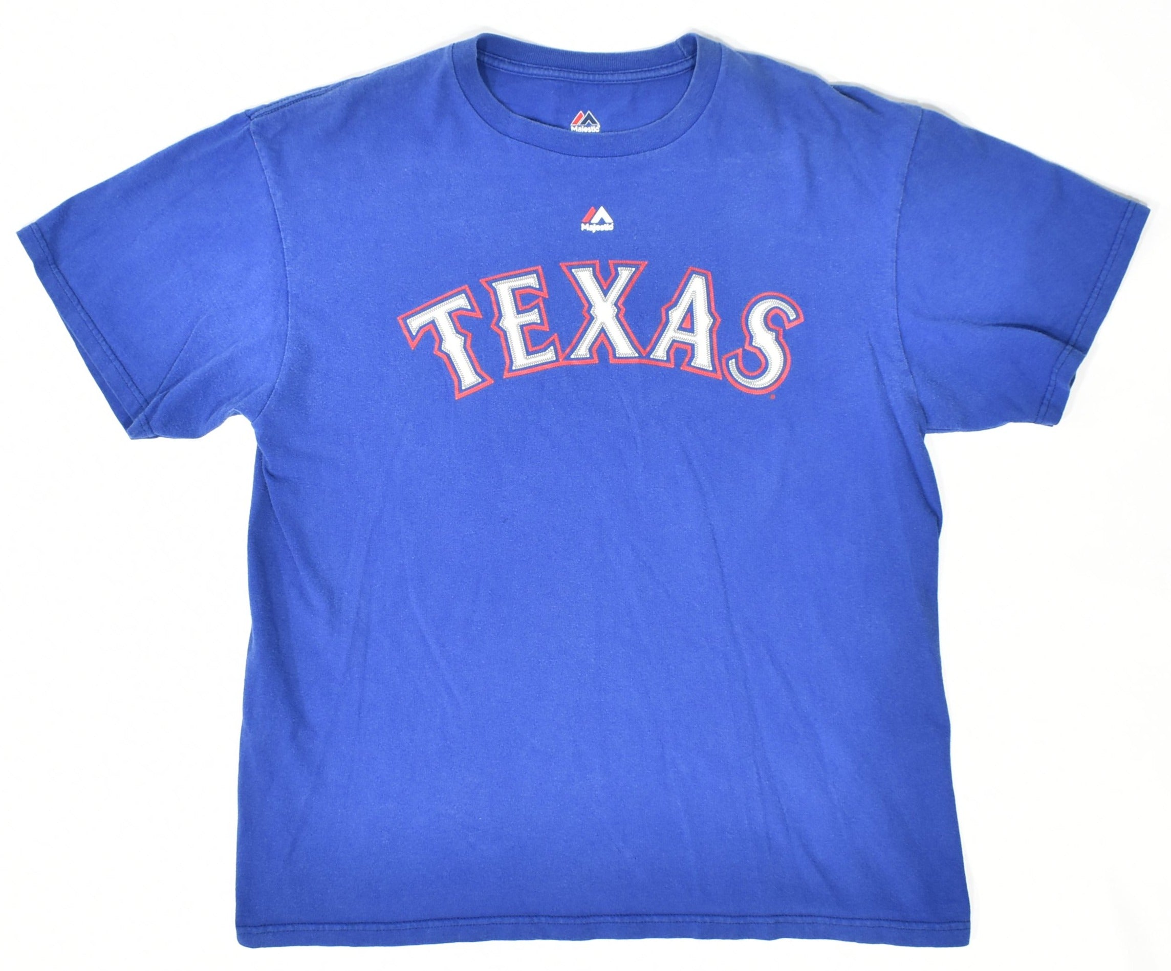 Majestic Texas Rangers Baseball t shirt mens Large used Blue