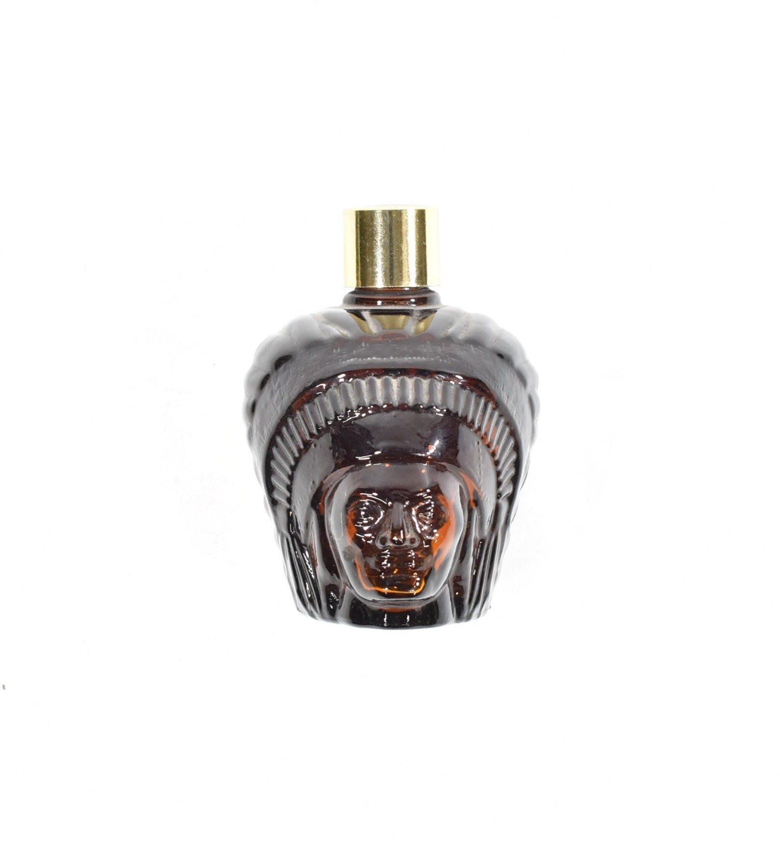 Avon Vintage Brown Glass Indian Chief Head Spicy After Shave Bottle EMPTY 4 Oz