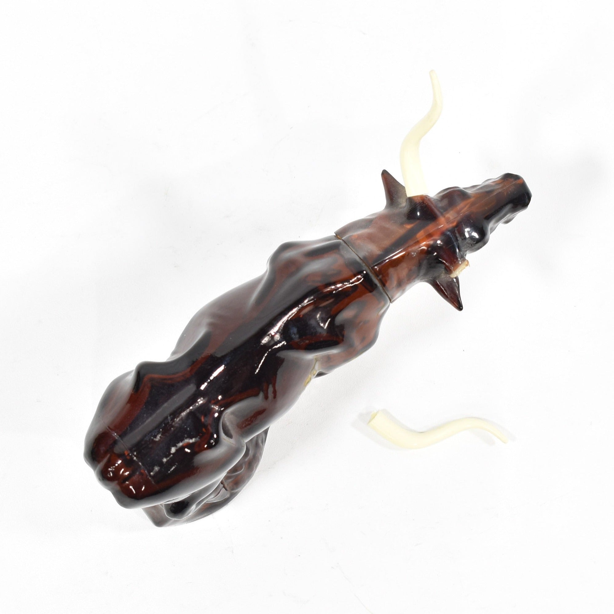 Avon Bottle Bull Glass Bottle Brown Used Decanter