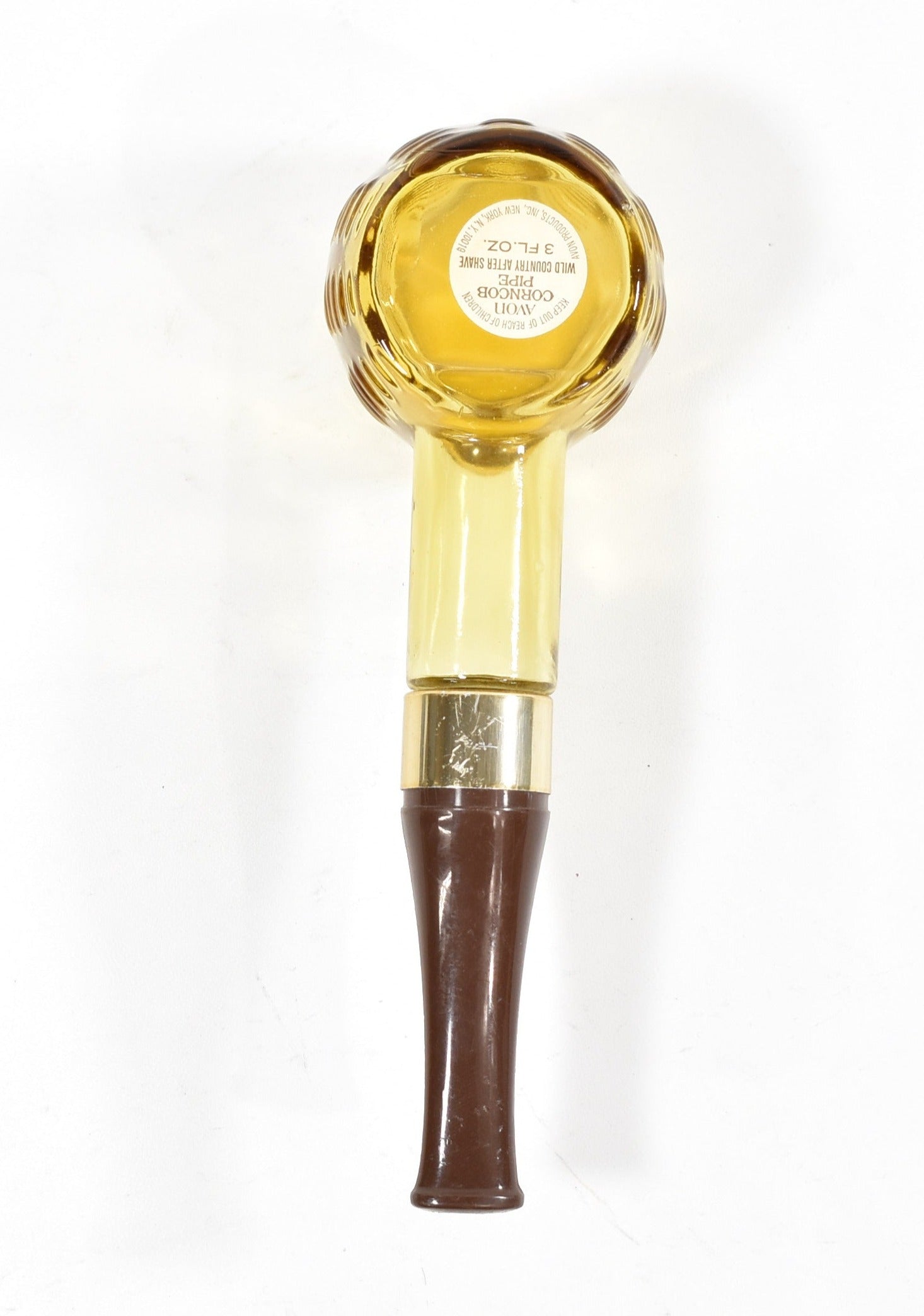 Avon Bottle Glass Pipe Decanter Brown Yellow Used