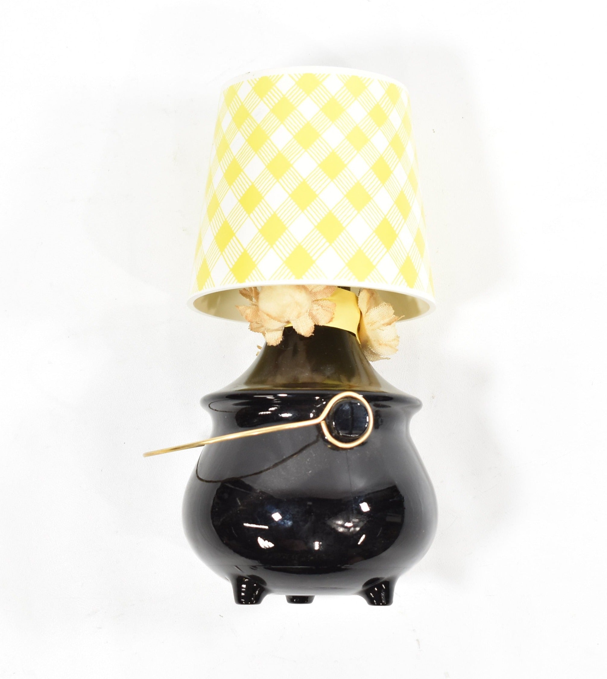 Avon Bottle Lamp Yellow Shade Used - 11
