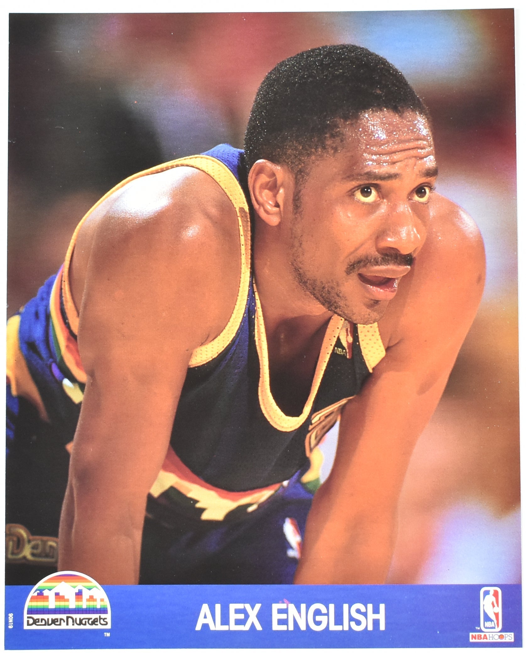 Alex English Denver Nuggets NBA Hoops Feb 1990 Used Photo Print