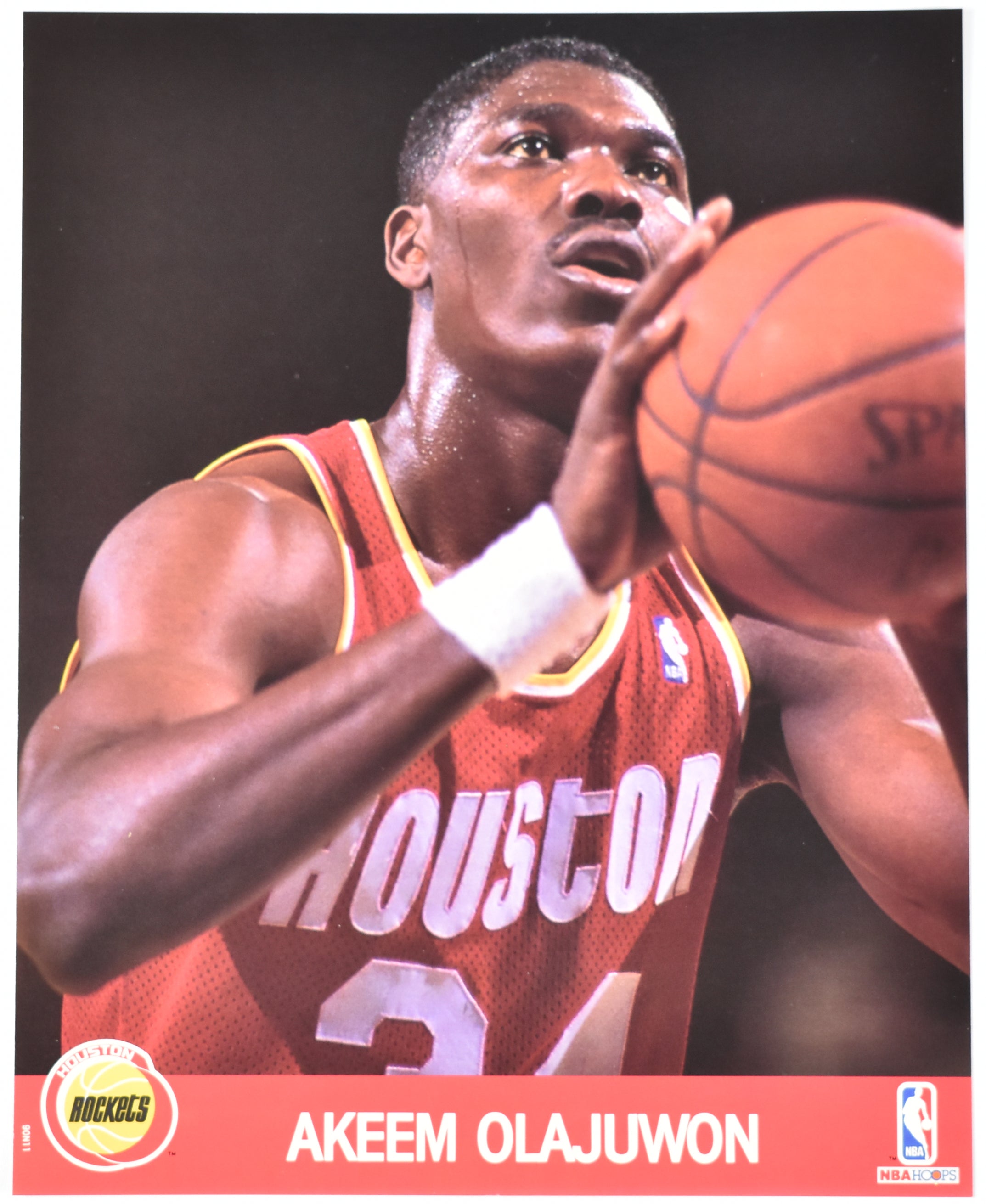 Akeem Olajuwon Houston Rockets NBA Hoops 1990 Photo Print Used 8x10