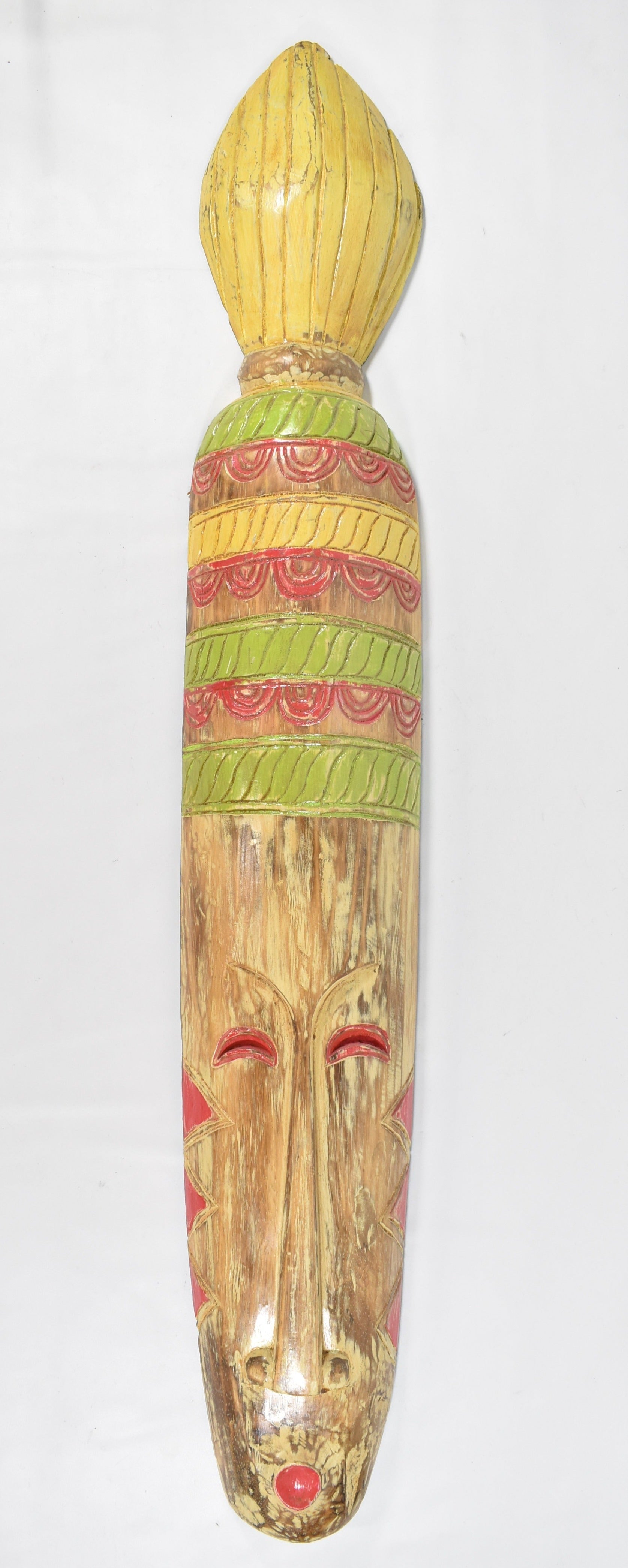 Tiki Mask Yellow Red Green Used Large Used