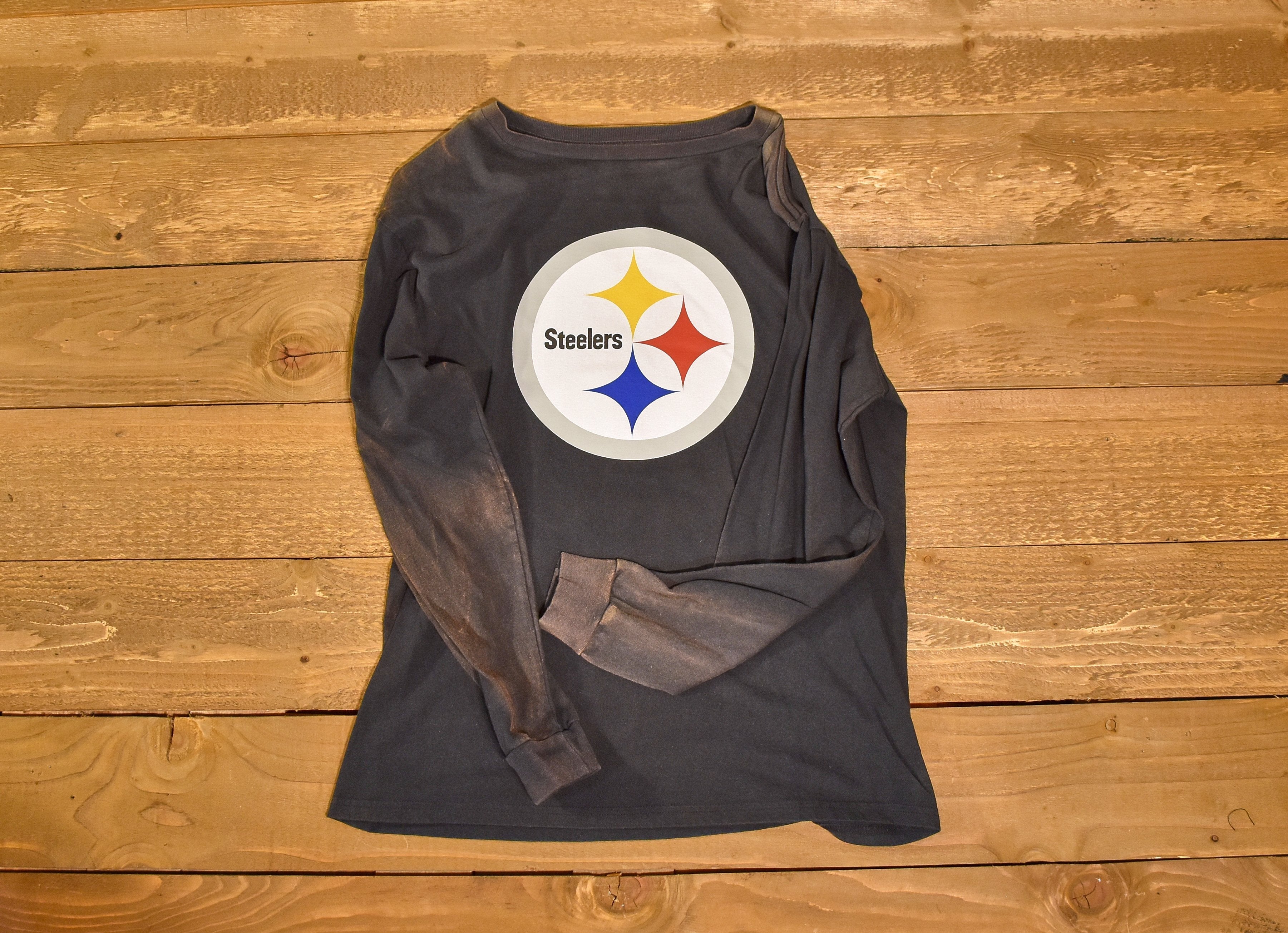 Steelers long sleeve t shirt medium NFL pro line used tee Mens Faded