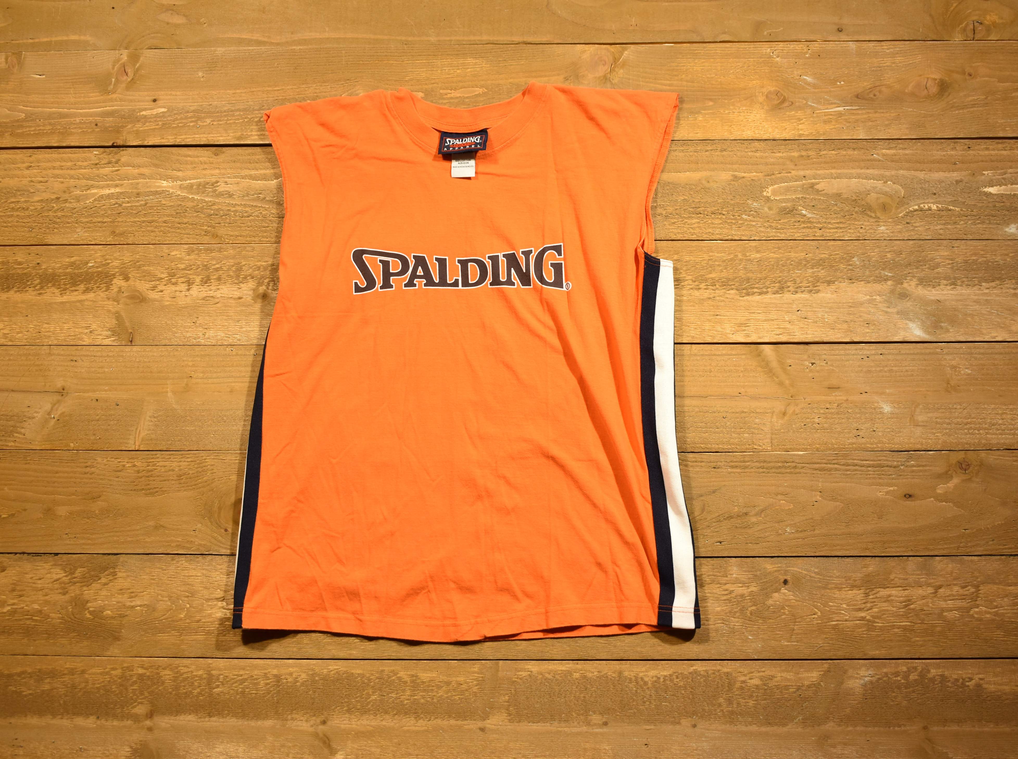 Spalding men's orange workout T-shirt cut off Athletic apparel X large used