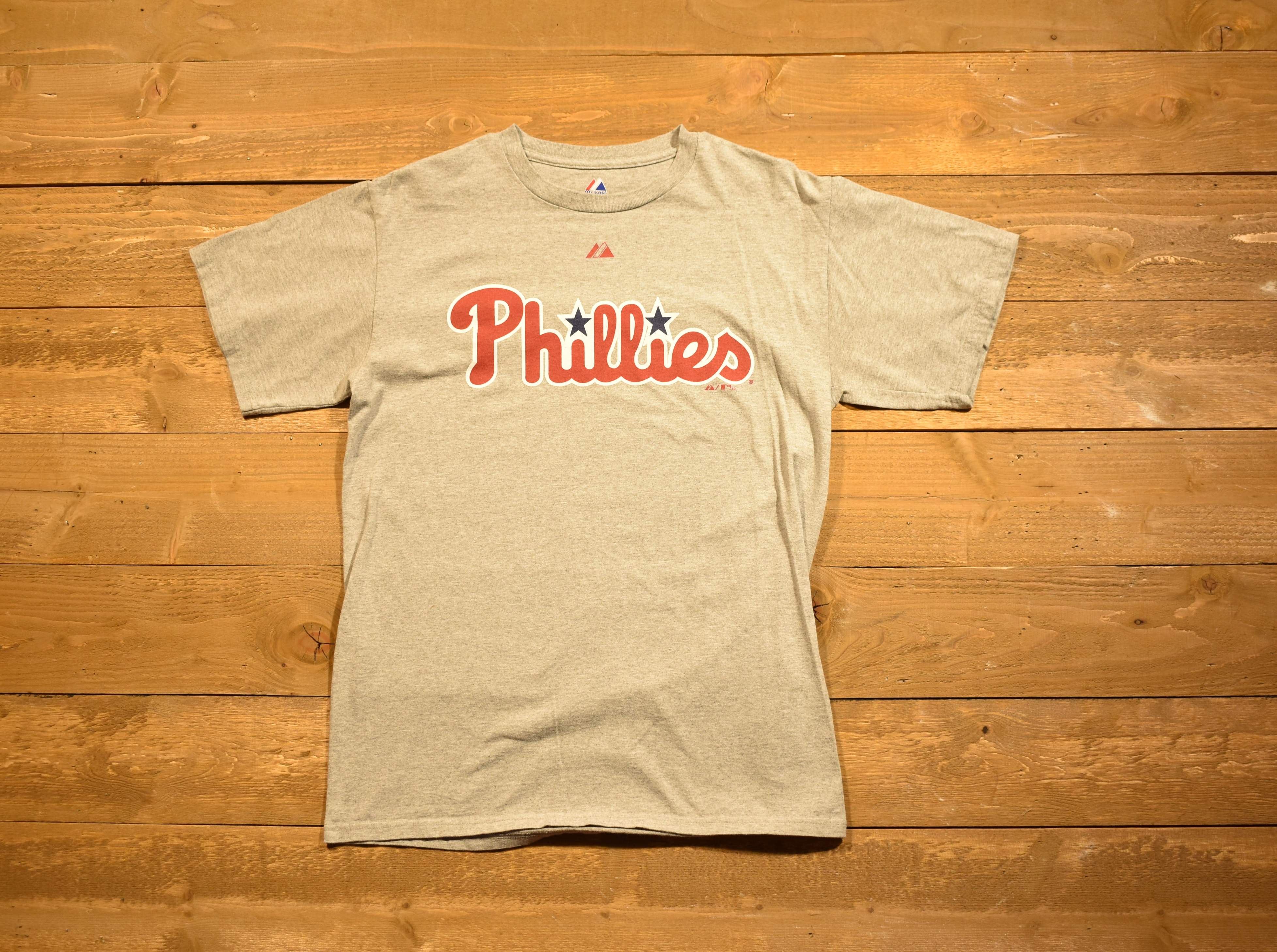 Philadelphia Phillies men's T-shirt gray majestic medium use T-shirt MLB Used