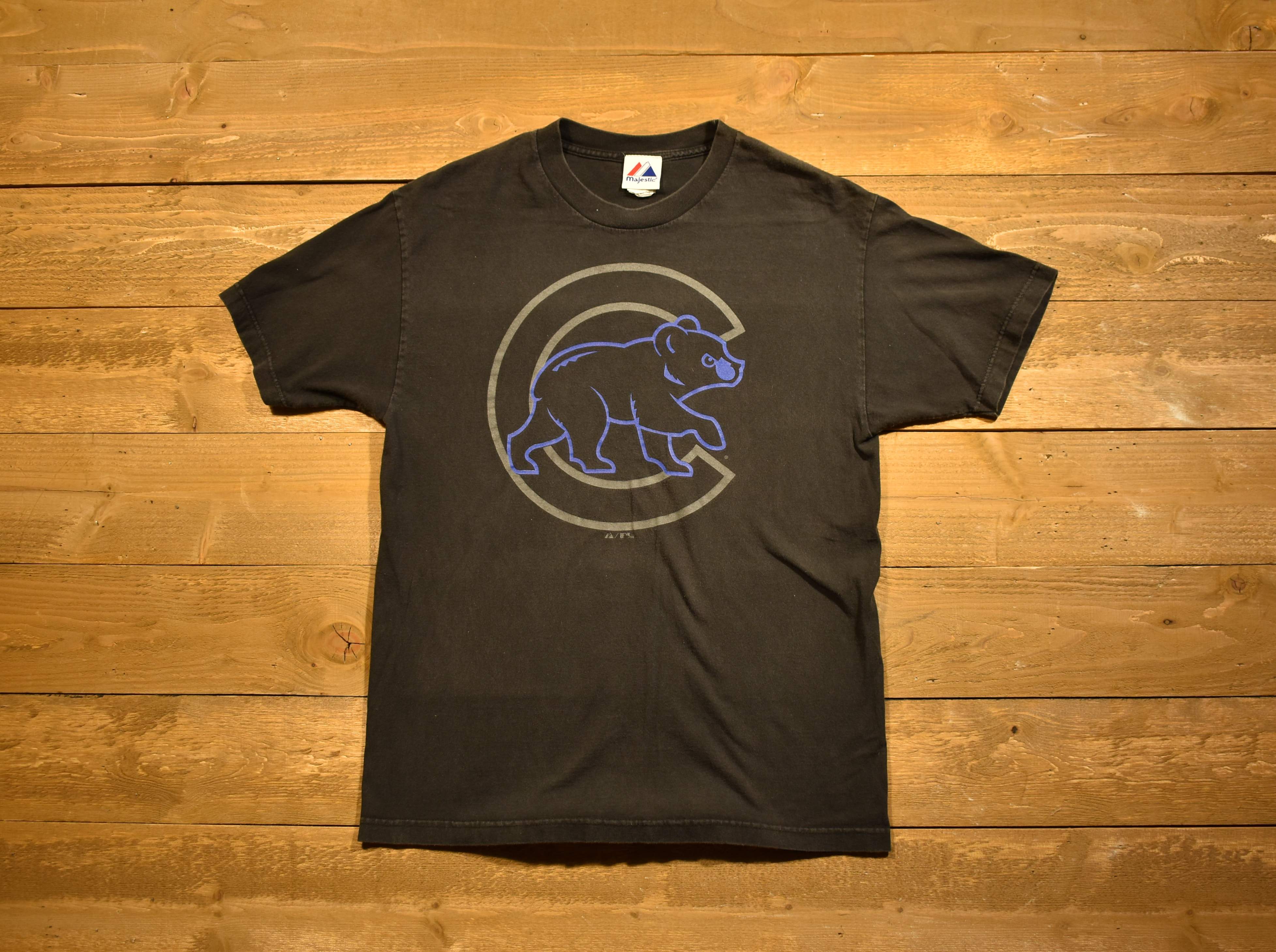 Chicago cubs large men's T-shirt MLB baseball black majestic used