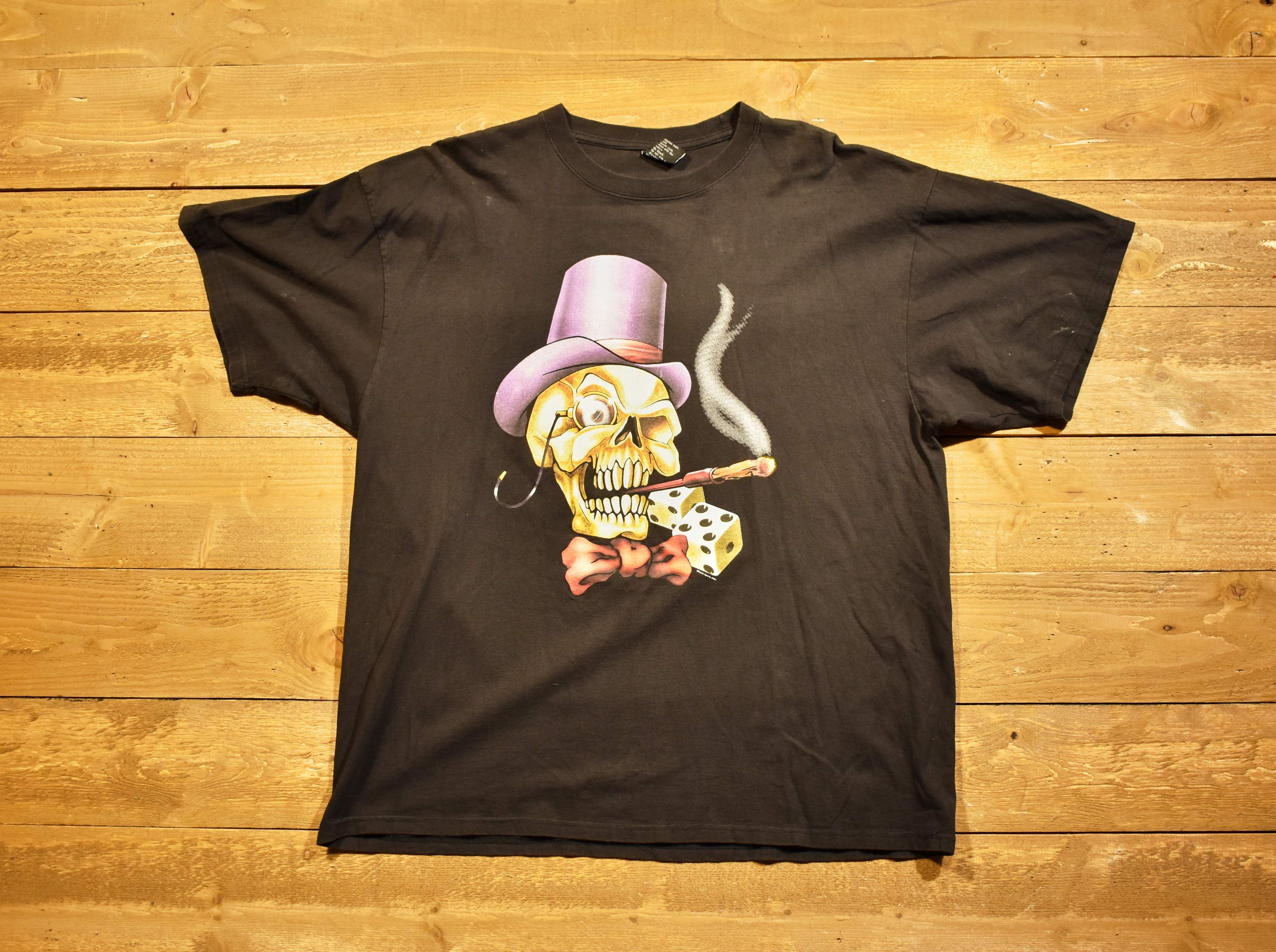 Custom bike show motorcycle T-shirt temple Arizona 2XL men's T-shirt lightning clothing 2003 smoking Skull dice Used