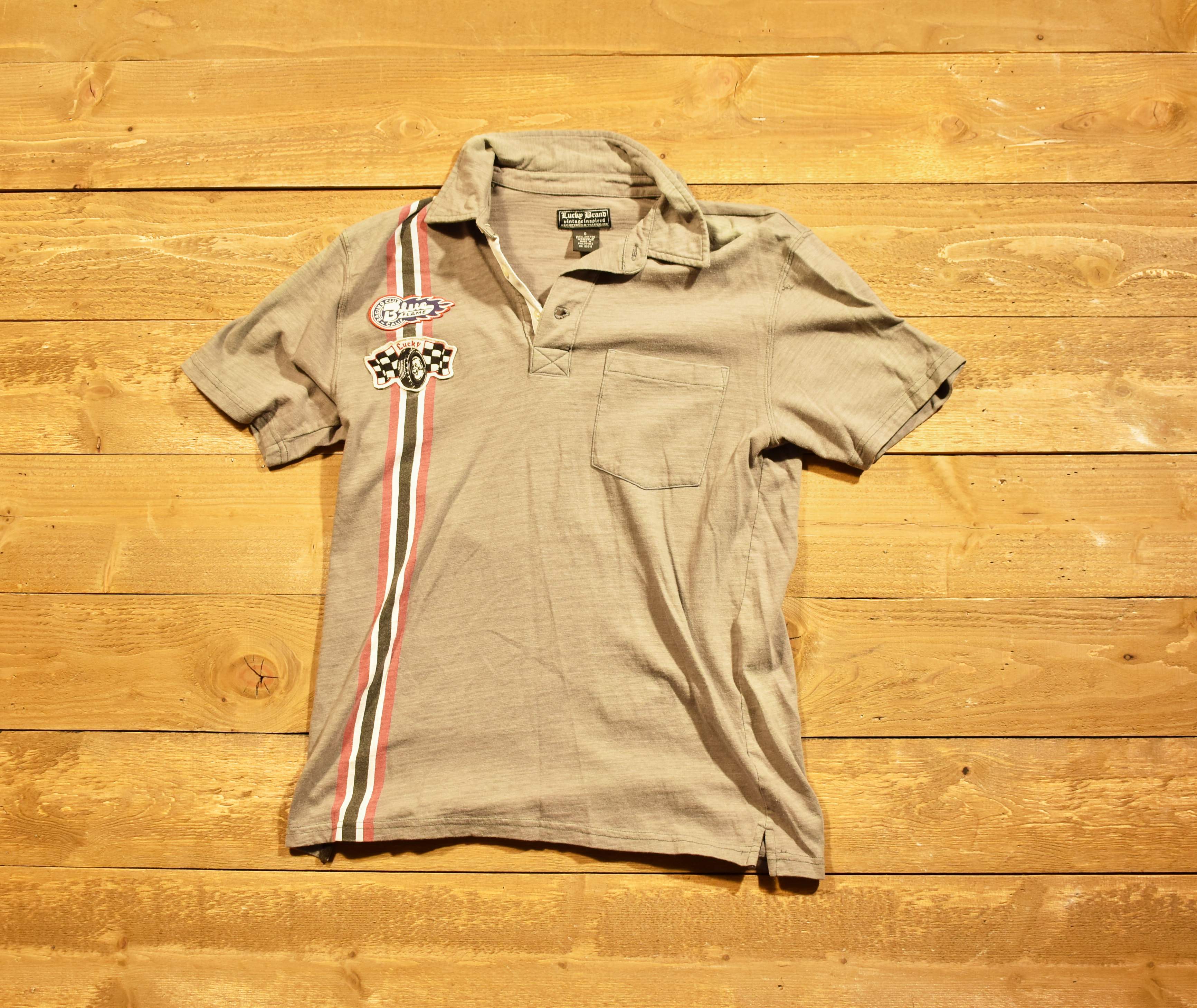 Lucky brand men's polo small gray used Shirt black snake S