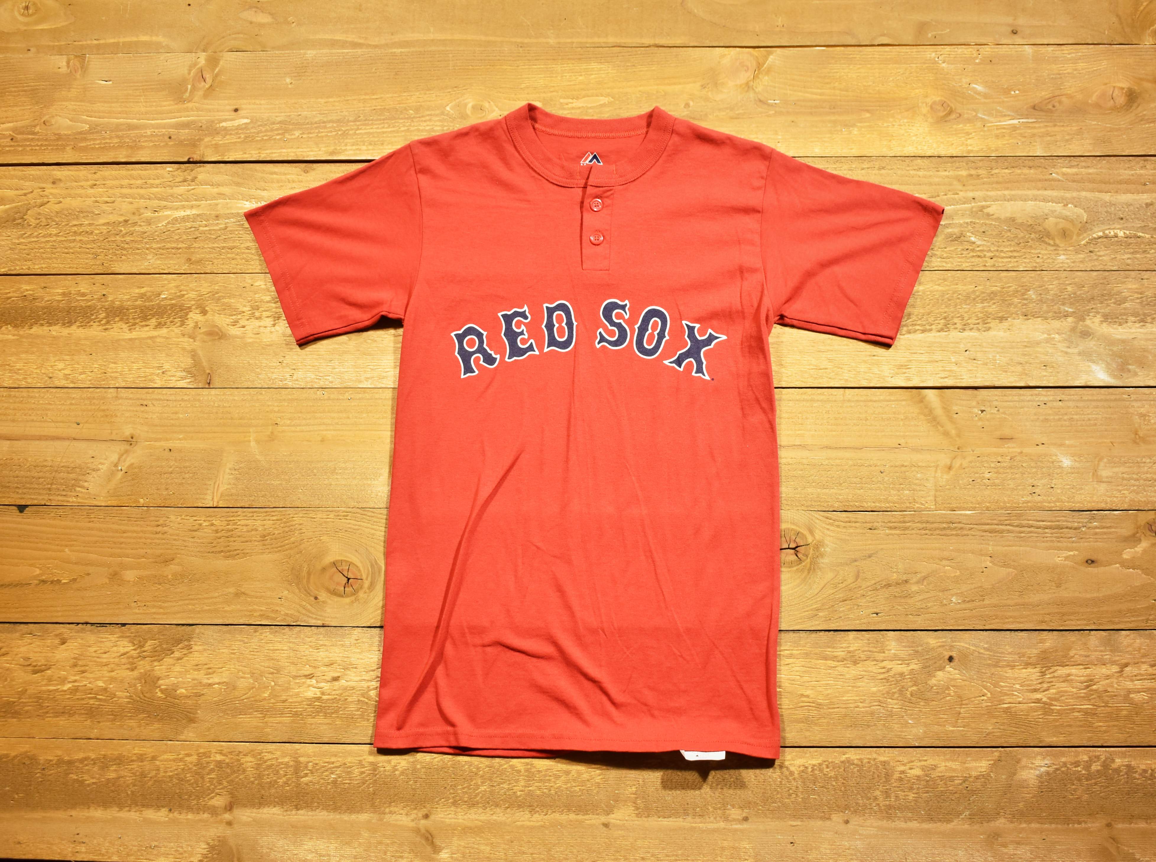 Boston Red Sox small men's T-shirt majestic half button used T-shirt MLB