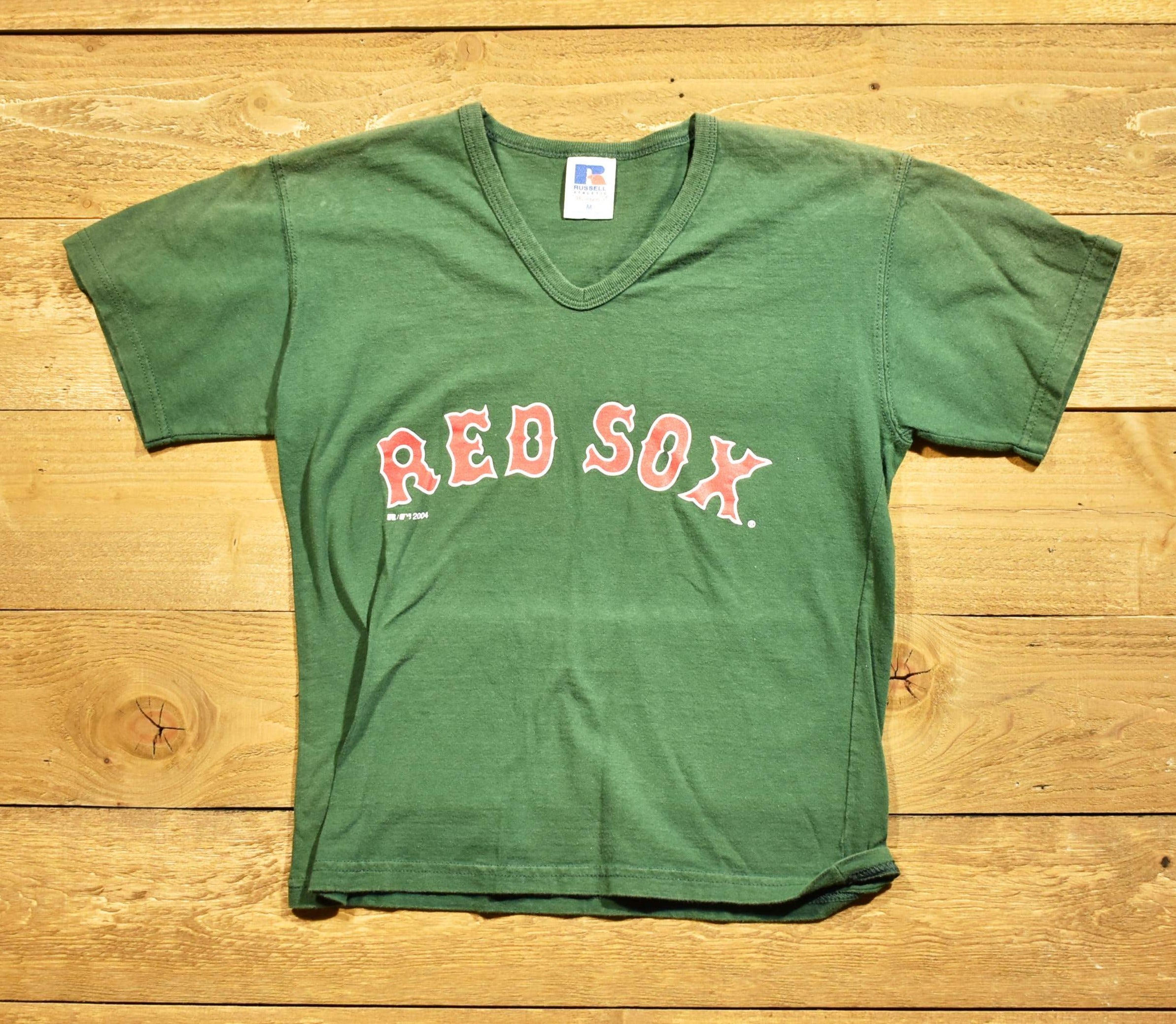 Boston Red Sox baseball women's medium T-shirt Russell authentic used green