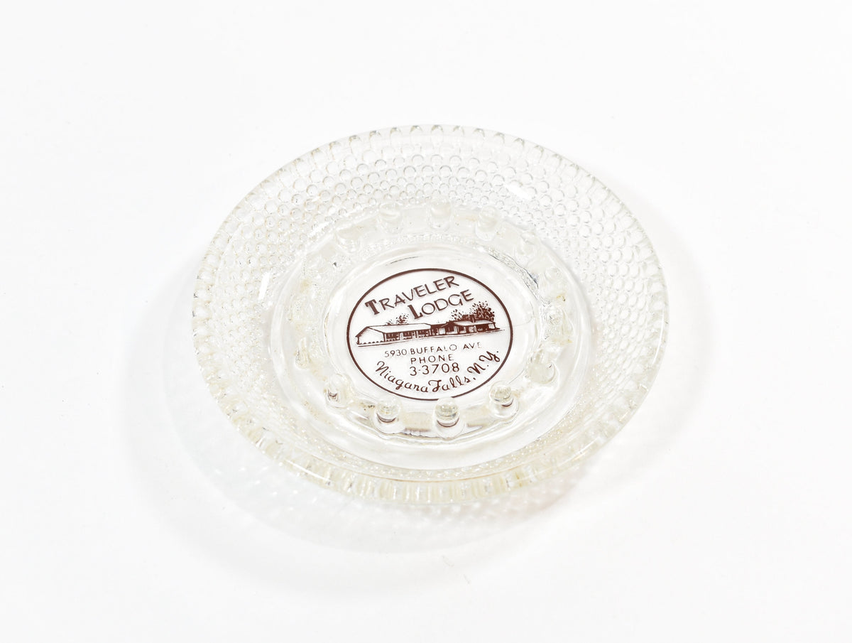 Vintage Travelers Lodge Collectible Hotel Ash Tray Used 4 inch 1/2