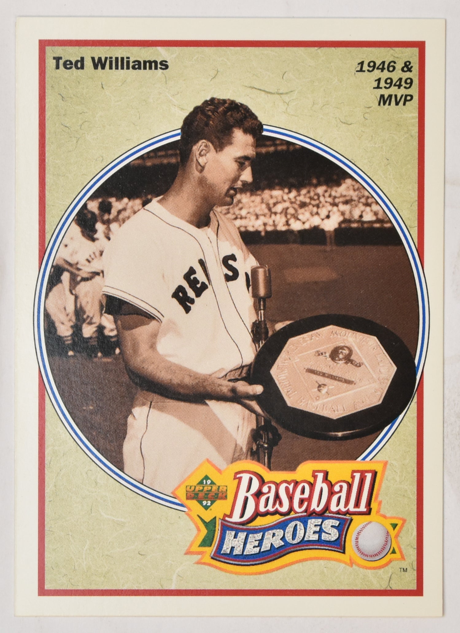 Ted Williams Baseball Heroes 1992 Upper Deck 31 of 36 Baseball Card