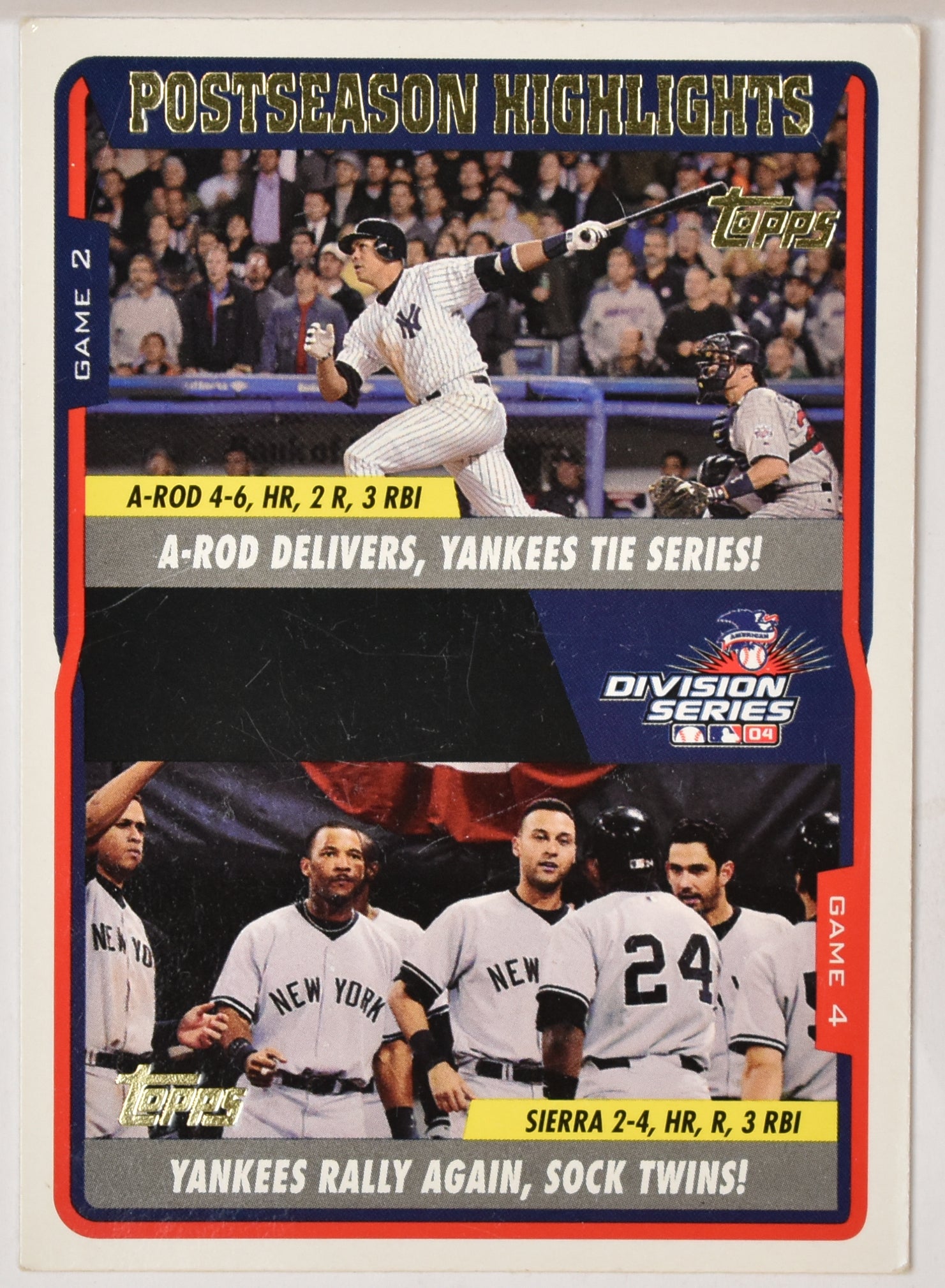 Post Season Highlights A Rod Delivers 349 Topps Baseball Card