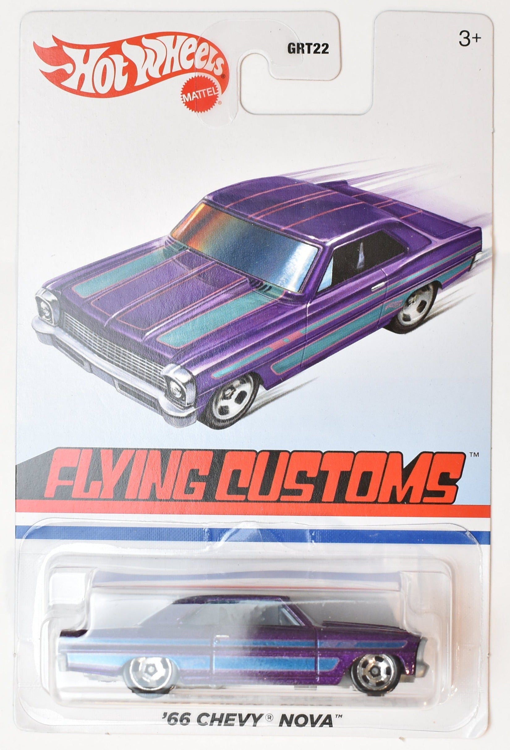 Hot Wheels Flying Customs Toy Car 66 Chevy Nova Purple GRT22