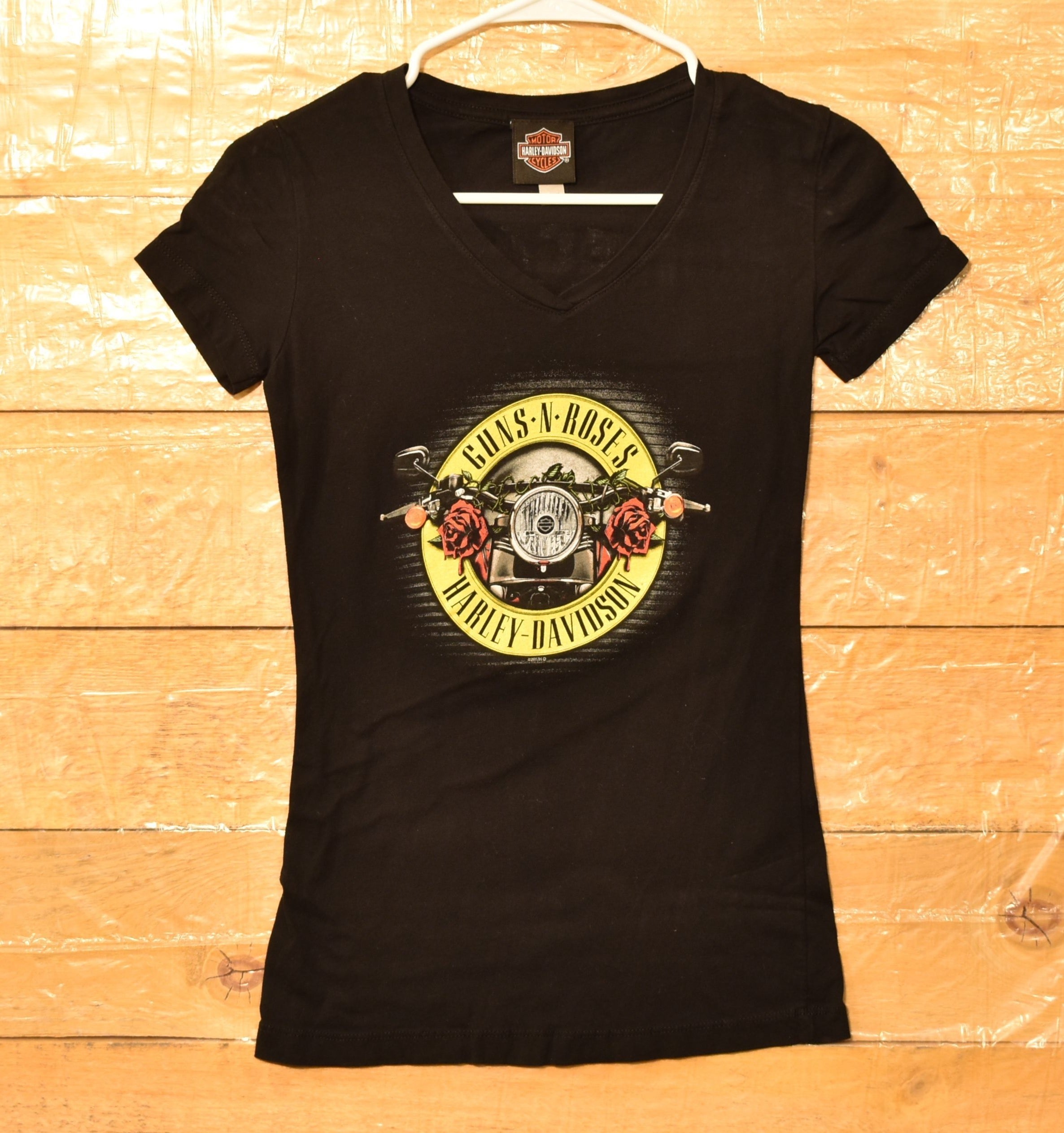 Guns and Roses Harley Davidson Woman's T Shirt M Authentic