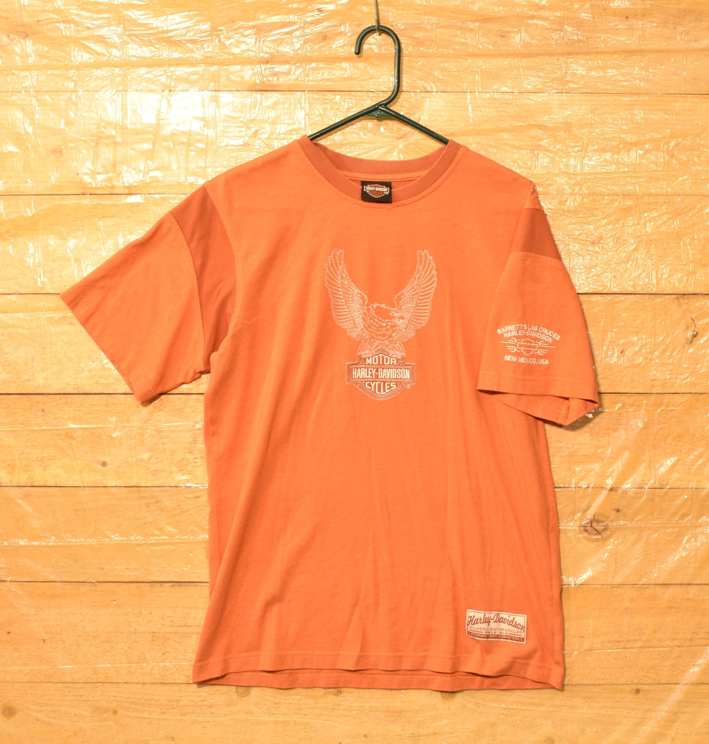 Harley Davidson Large Authentic Mens Tee Orange T-shirt Legends XL