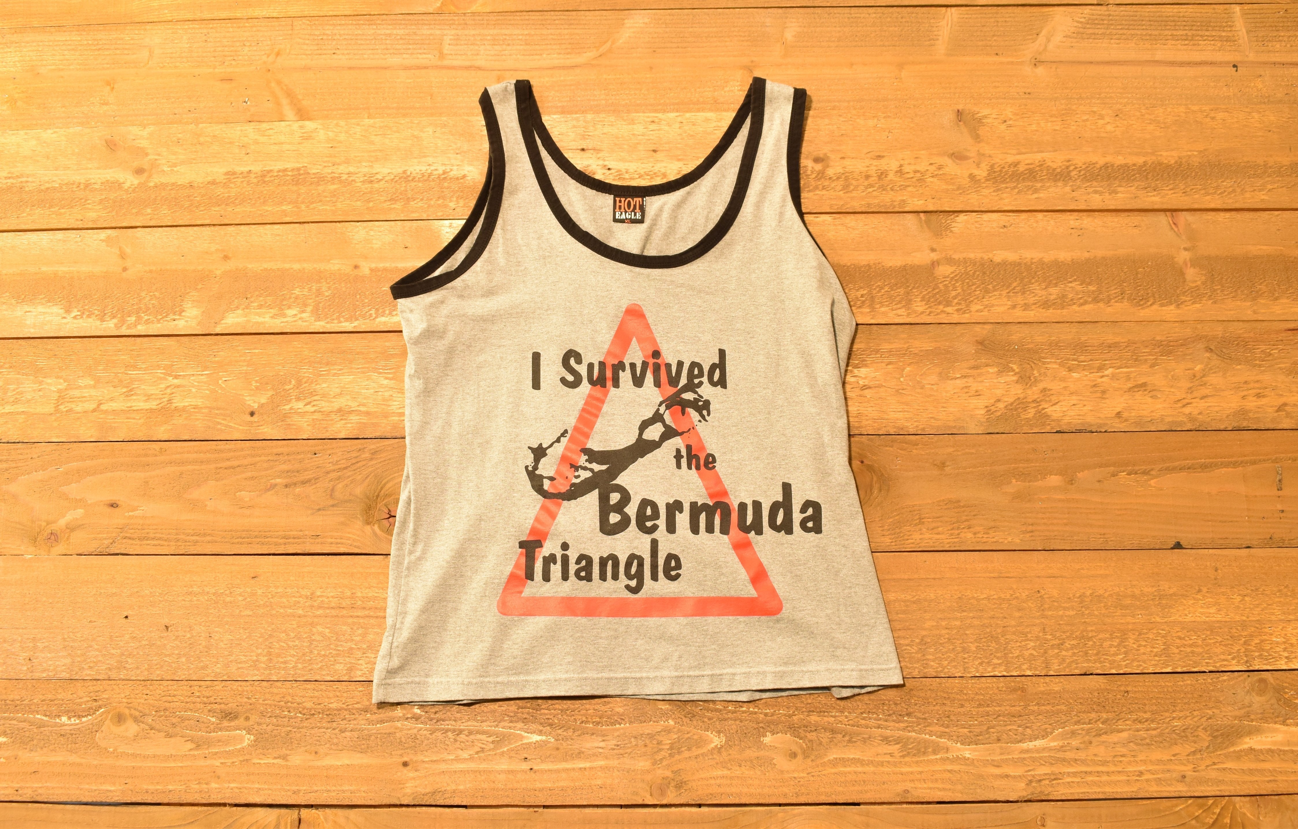 Bermuda Triangle Tank top I survived Hot Eagle grey tank top XL