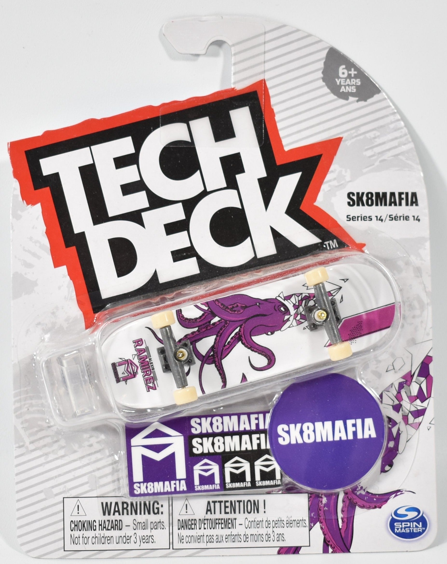 Tech Deck Sk8Mafia Series 14 White & Purple Octopus