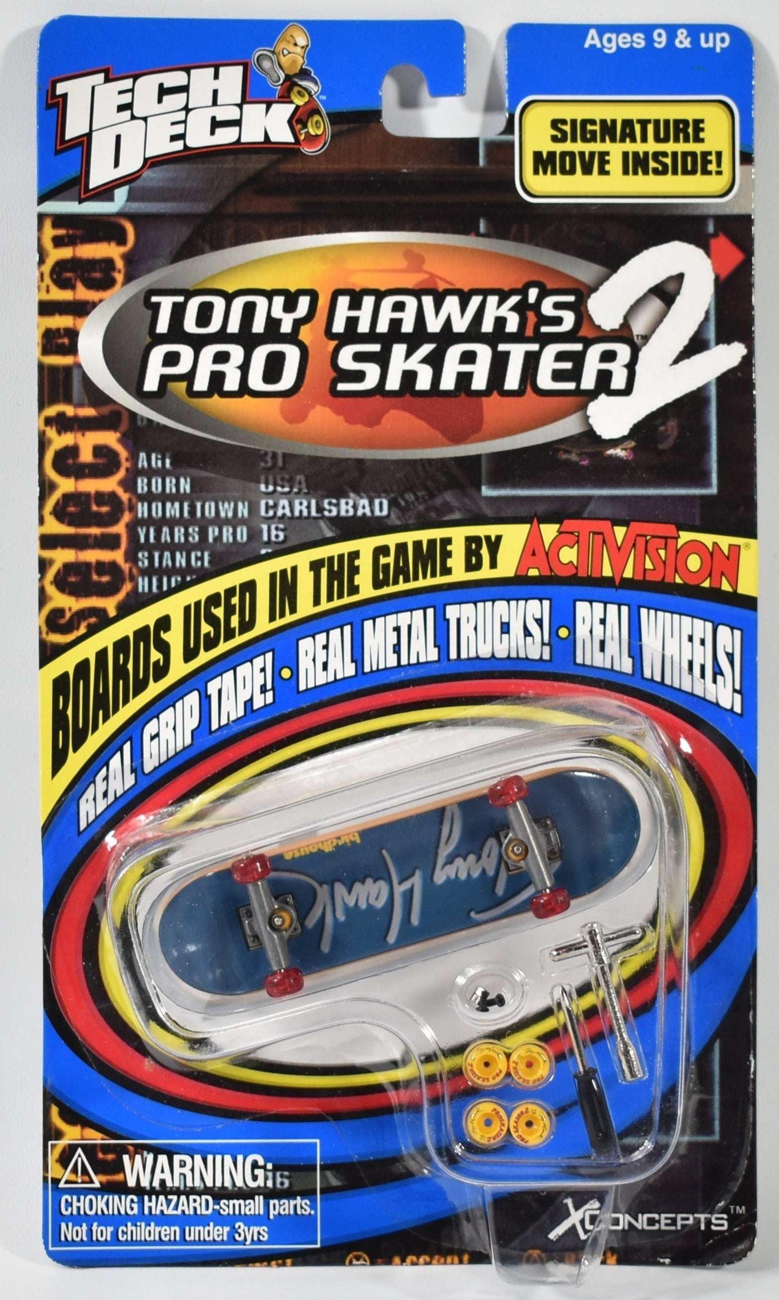 Tech Deck Vintage Tony Hawks Pro Skater Skateboard Blue & Grey