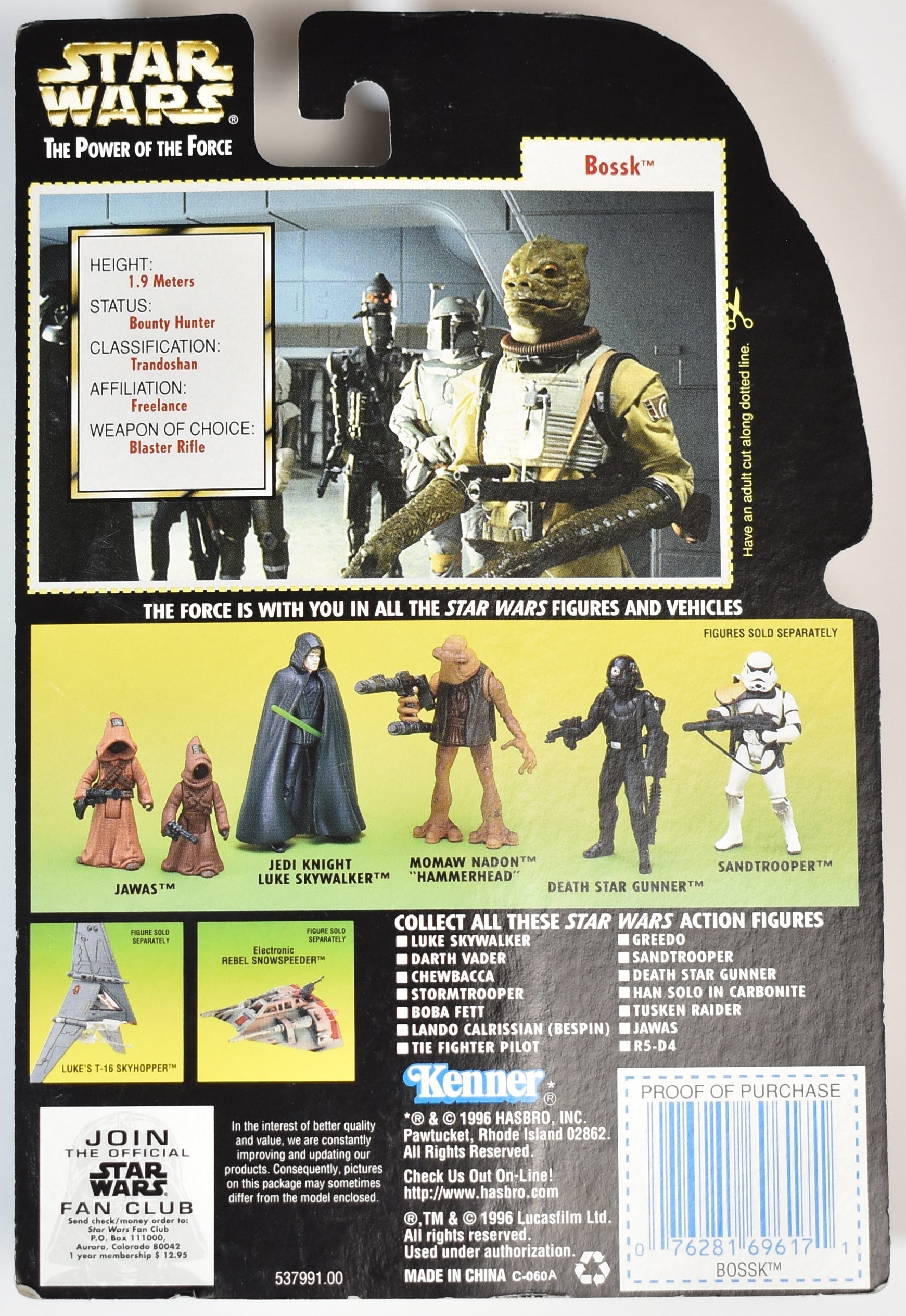 Star Wars Bossk Power of the Force Action Figure Kenner 1996 Kenner Green Card