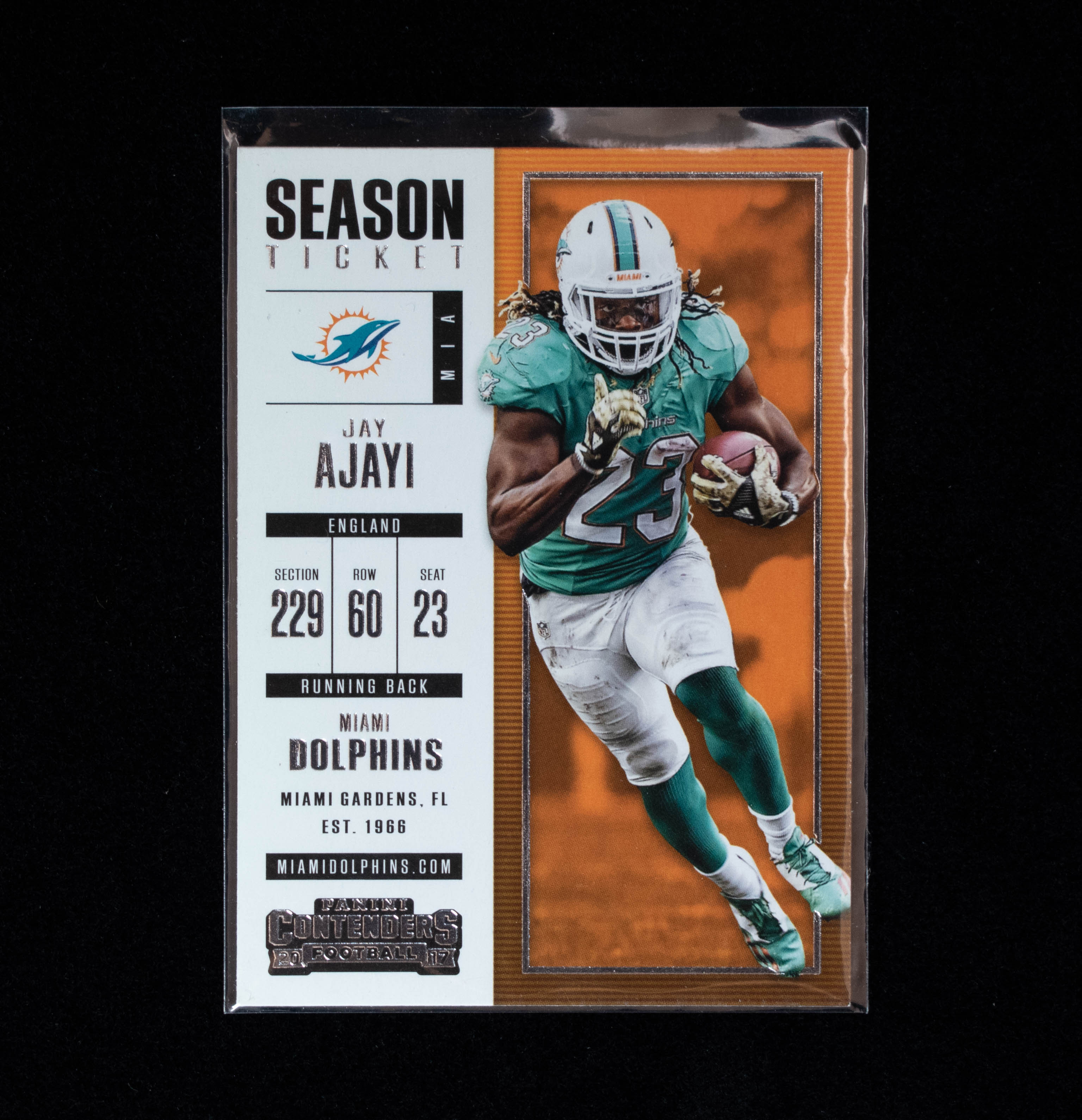 Jay Ajayi 93 Contenders 2017 Dolphins Panini