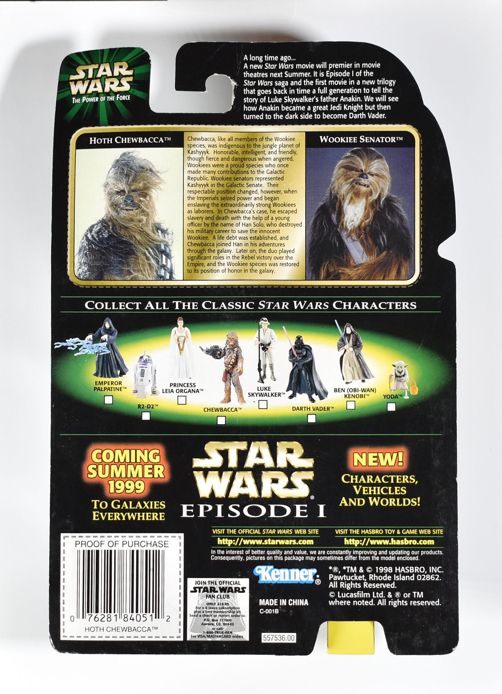 Star Wars Power of the force Flash Back Photo Hoth Chewbacca Bow Caster Rifle Action Figure