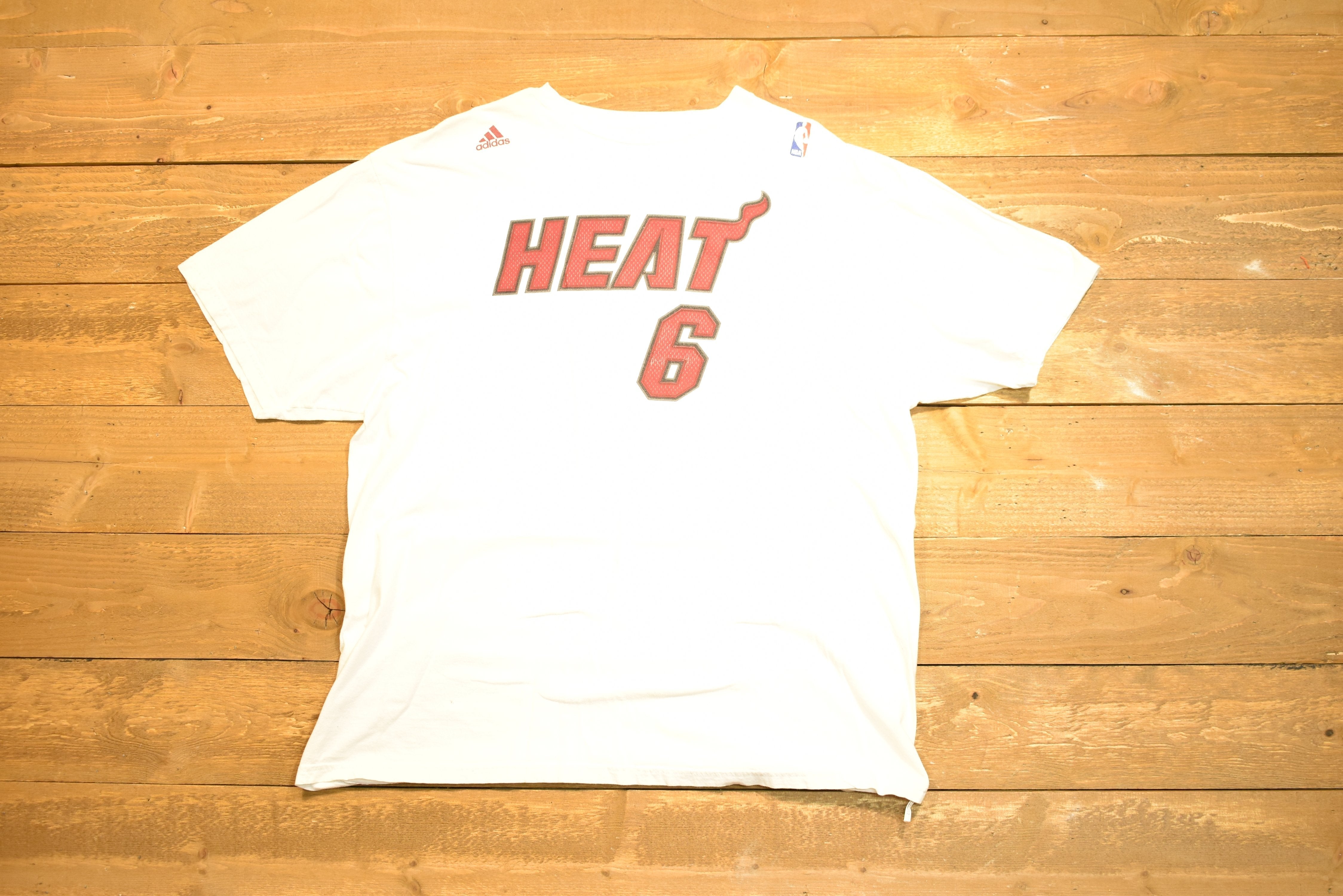 Miami Heat T-shirt James six NBA basketball white Adidas 2XL