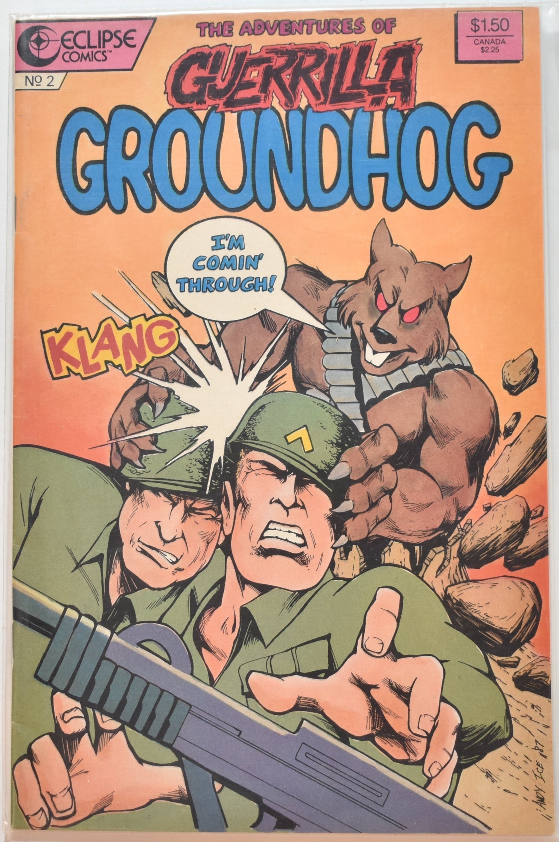 The Adventures of Guerrilla Ground Hog No. 2 Eclipse Comic book.