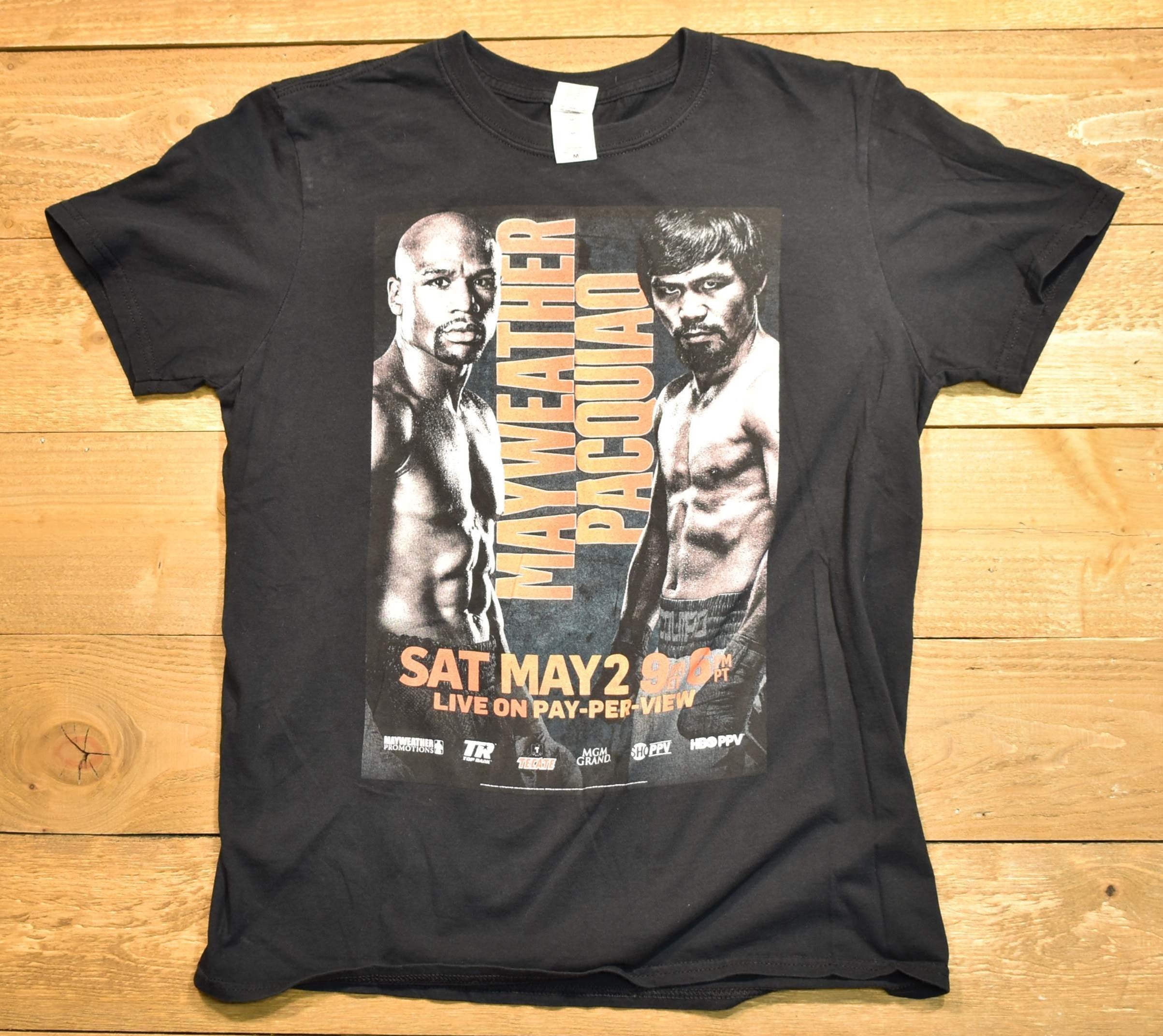 Mayweather Pacquiao men's T-shirt medium May 2 boxing T-shirt used